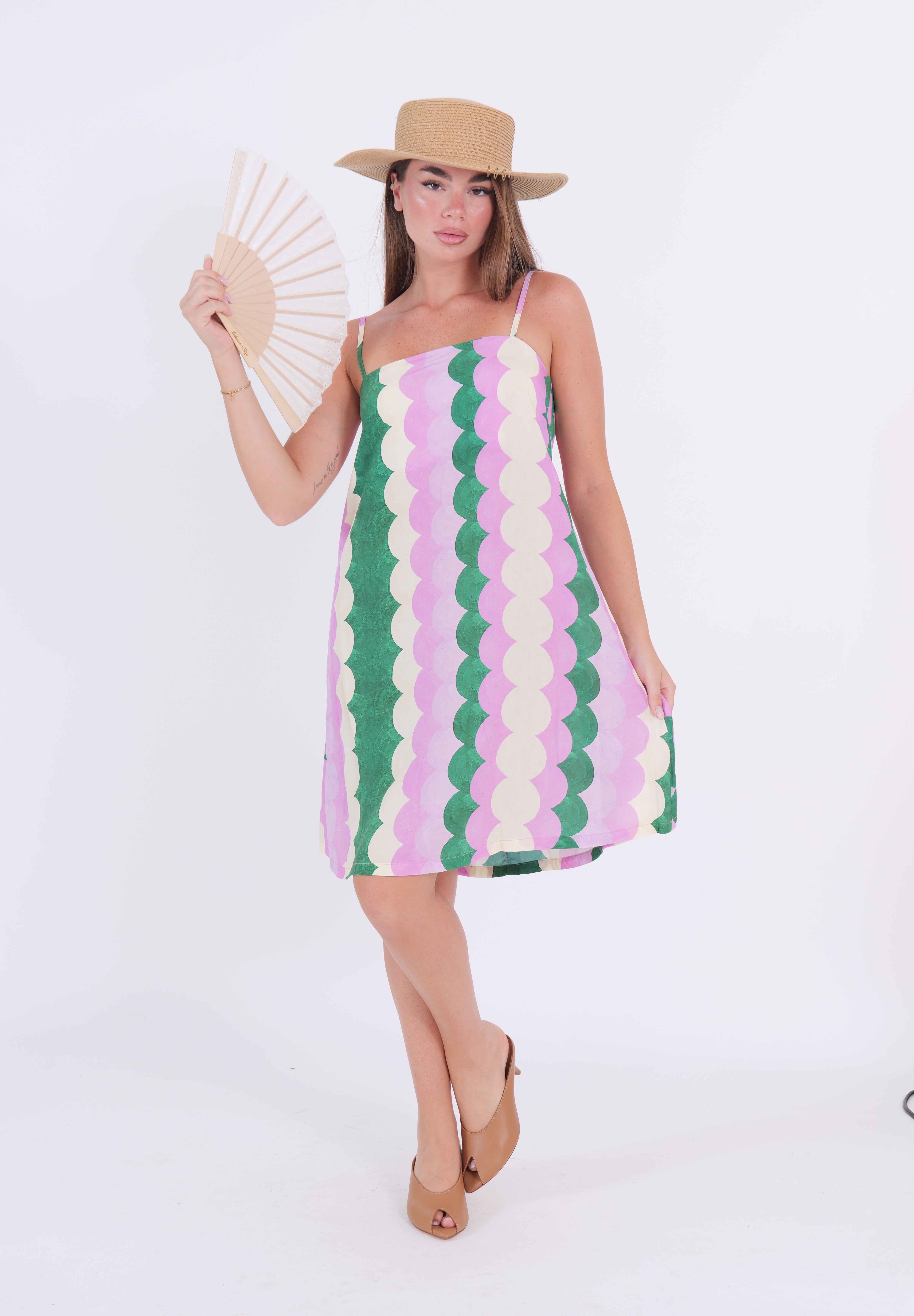 DRESS FANTASY VERDE/ROSA BURRO