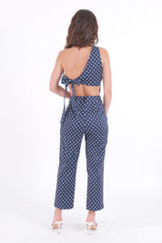 TOP MONOSPALLA POIS BLU
