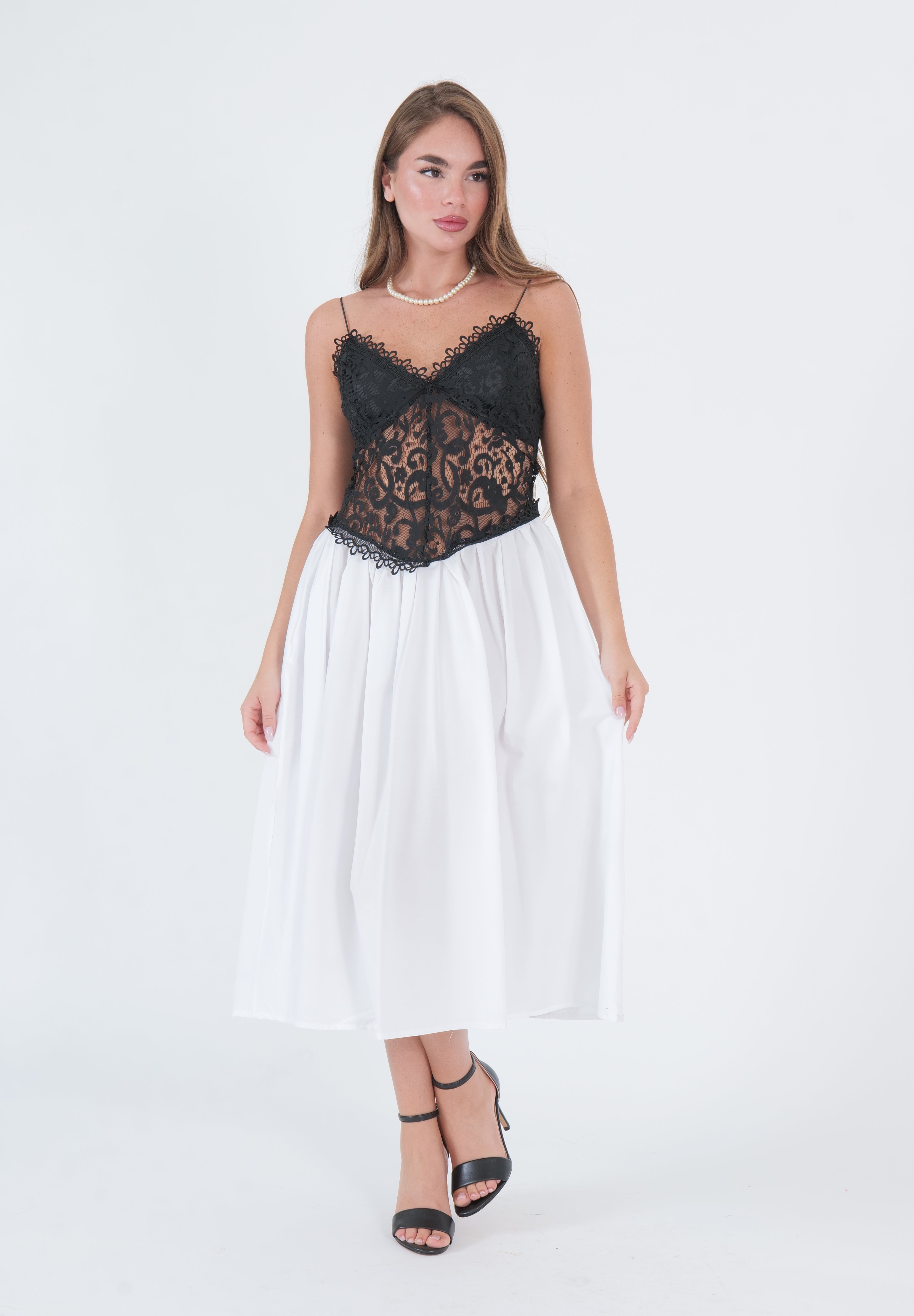 DRESS PIZZO BLACK E WHITE