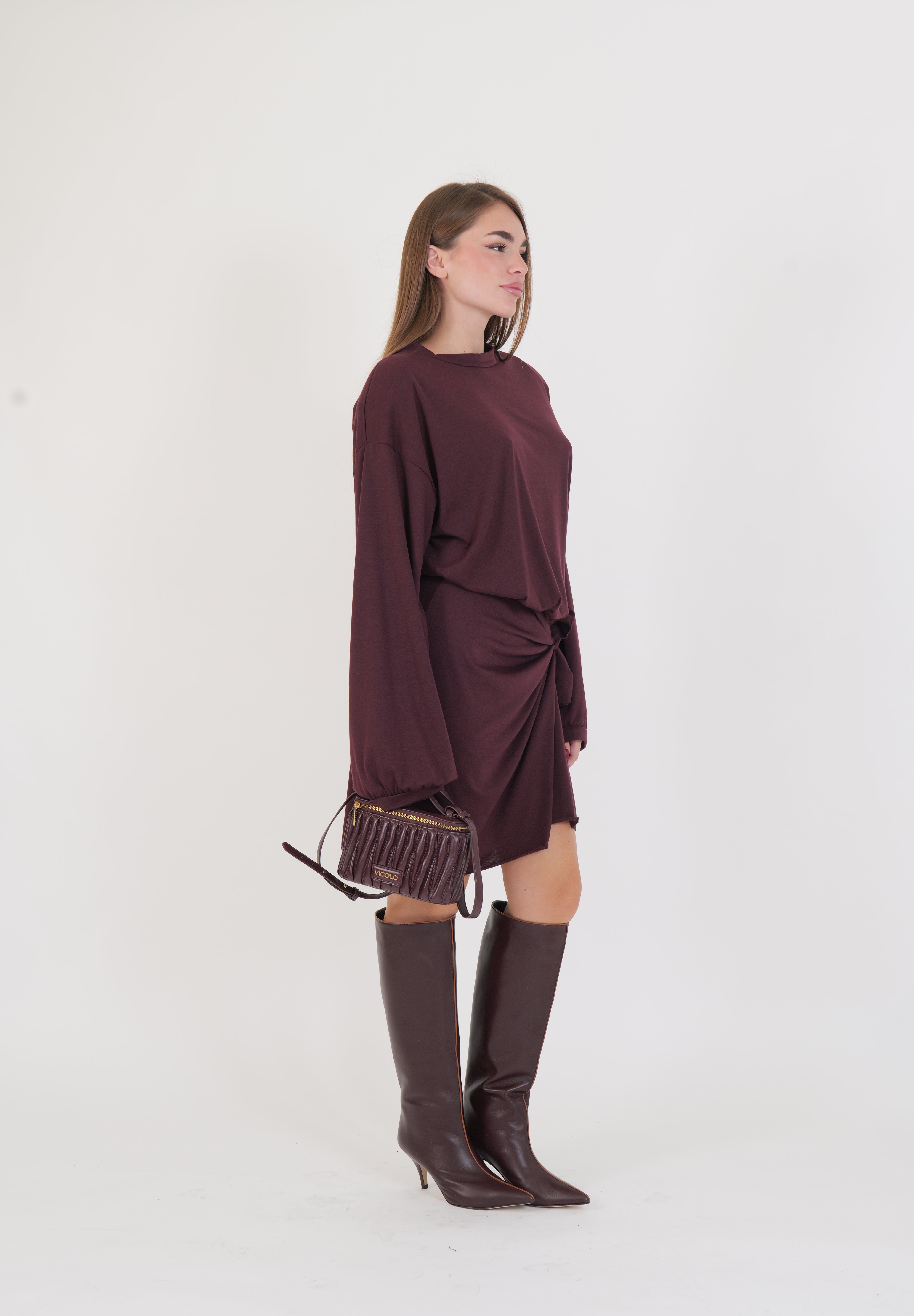 ABITO CORTO BORDEAUX NODO