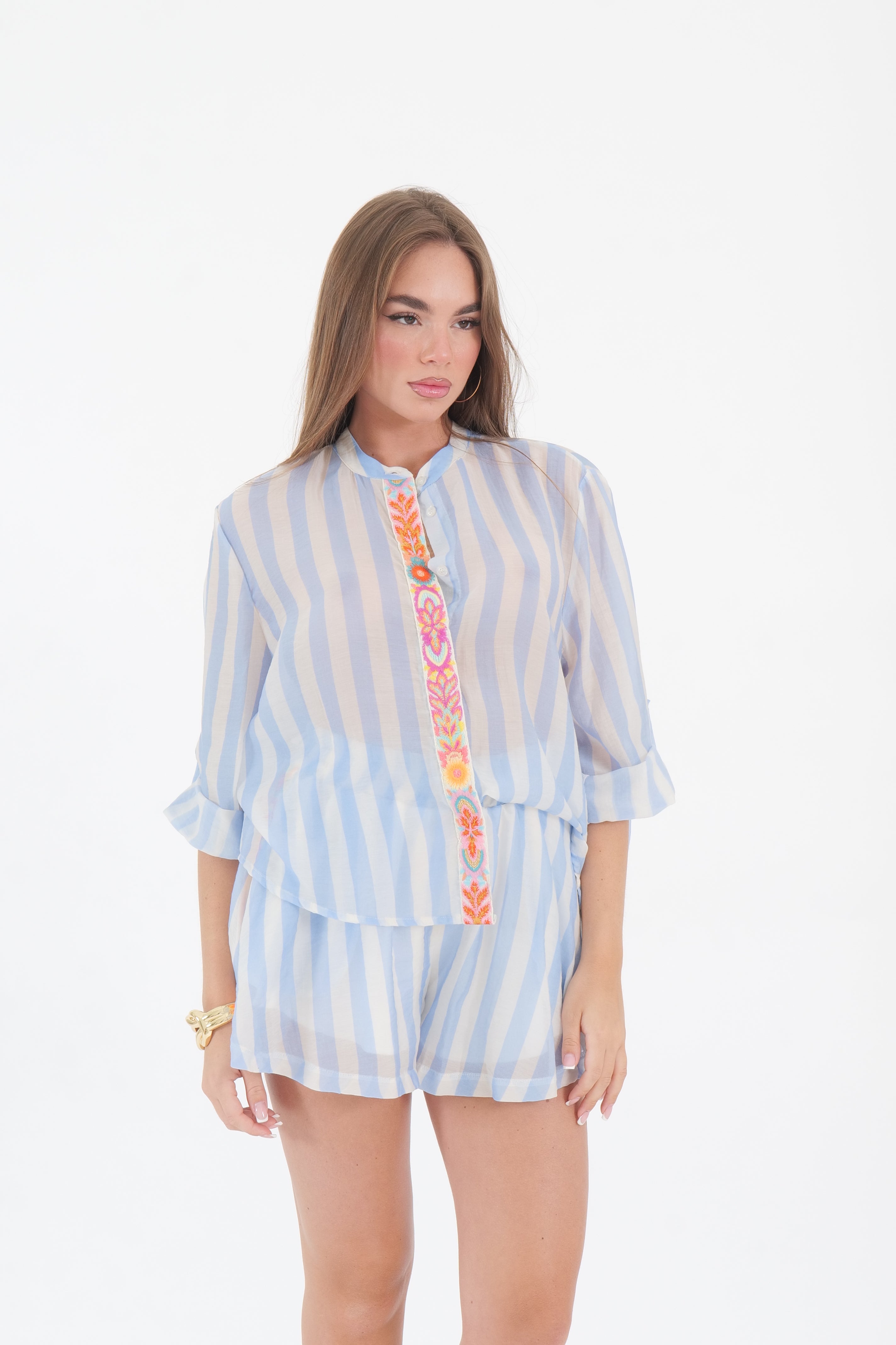 CAMICIA PANNA/CELESTE