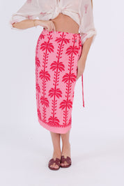 GONNA PAREO MIDI PALME ROSA/ROSSO