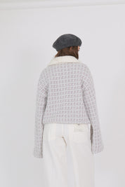BOMBER MOHAIR BIANCO E ROSA
