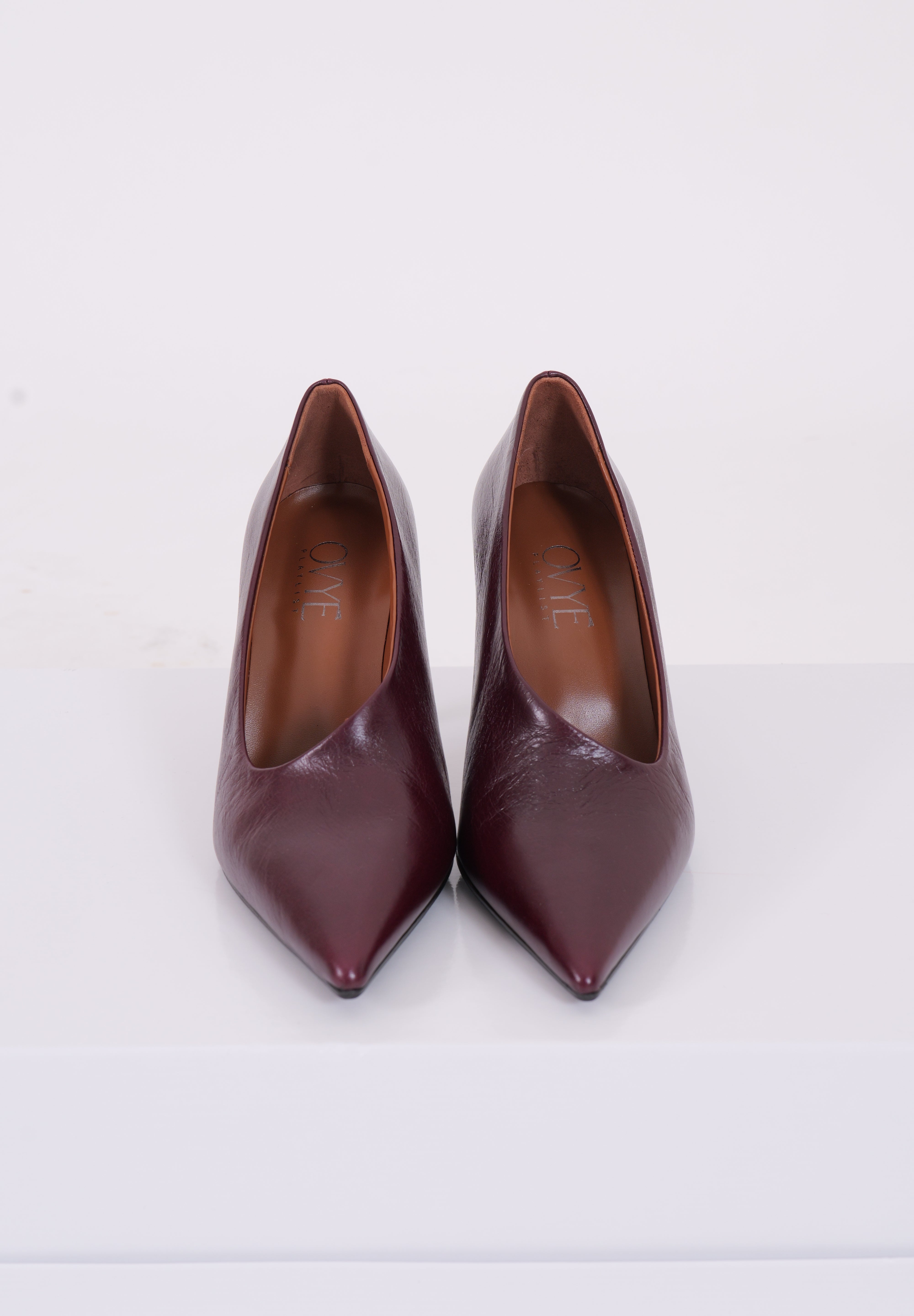 DÉCOLLETÉ IN PELLE BORDEAUX