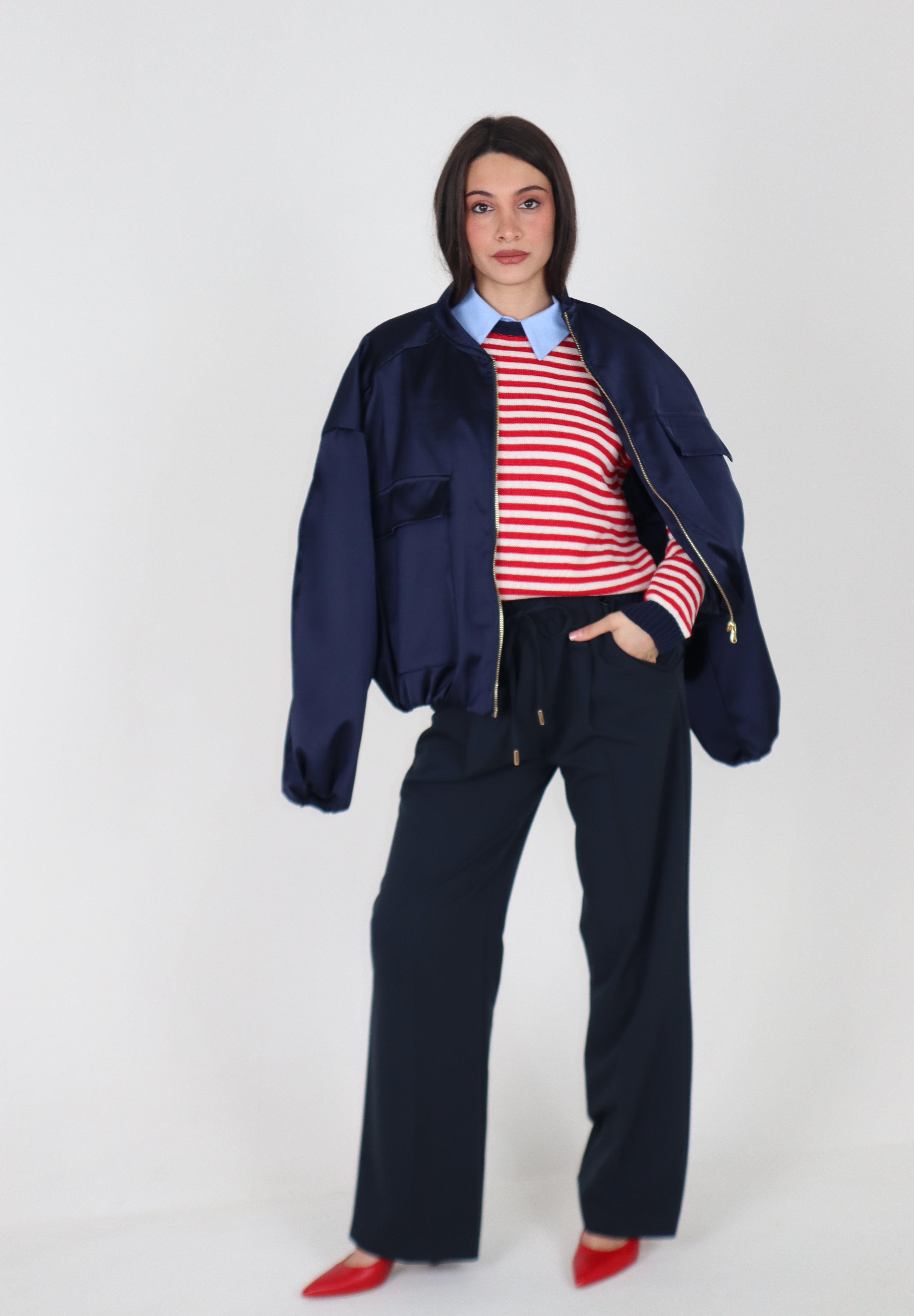 BOMBER SATIN BLUE