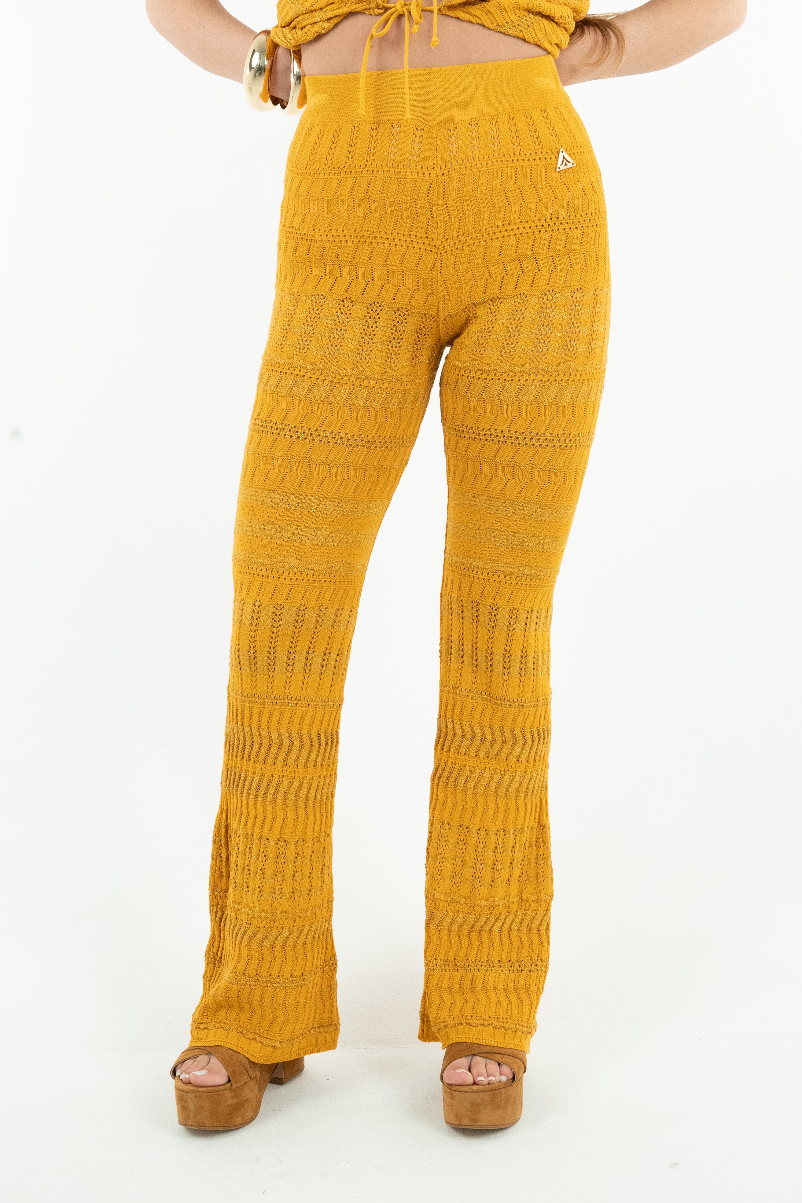 PANTALONE LUREX LACE SENAPE