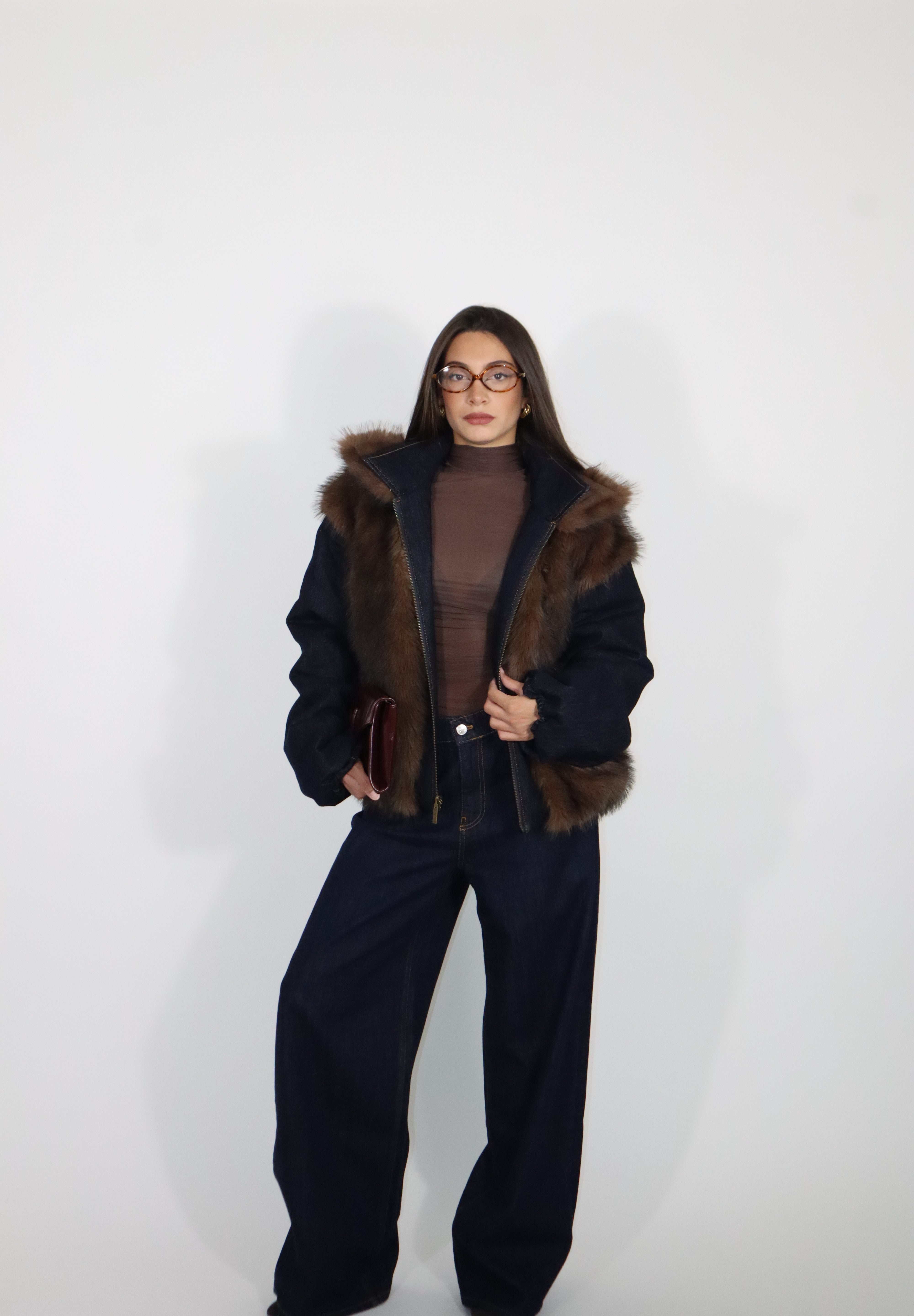 BOMBER DENIM ECOFUR