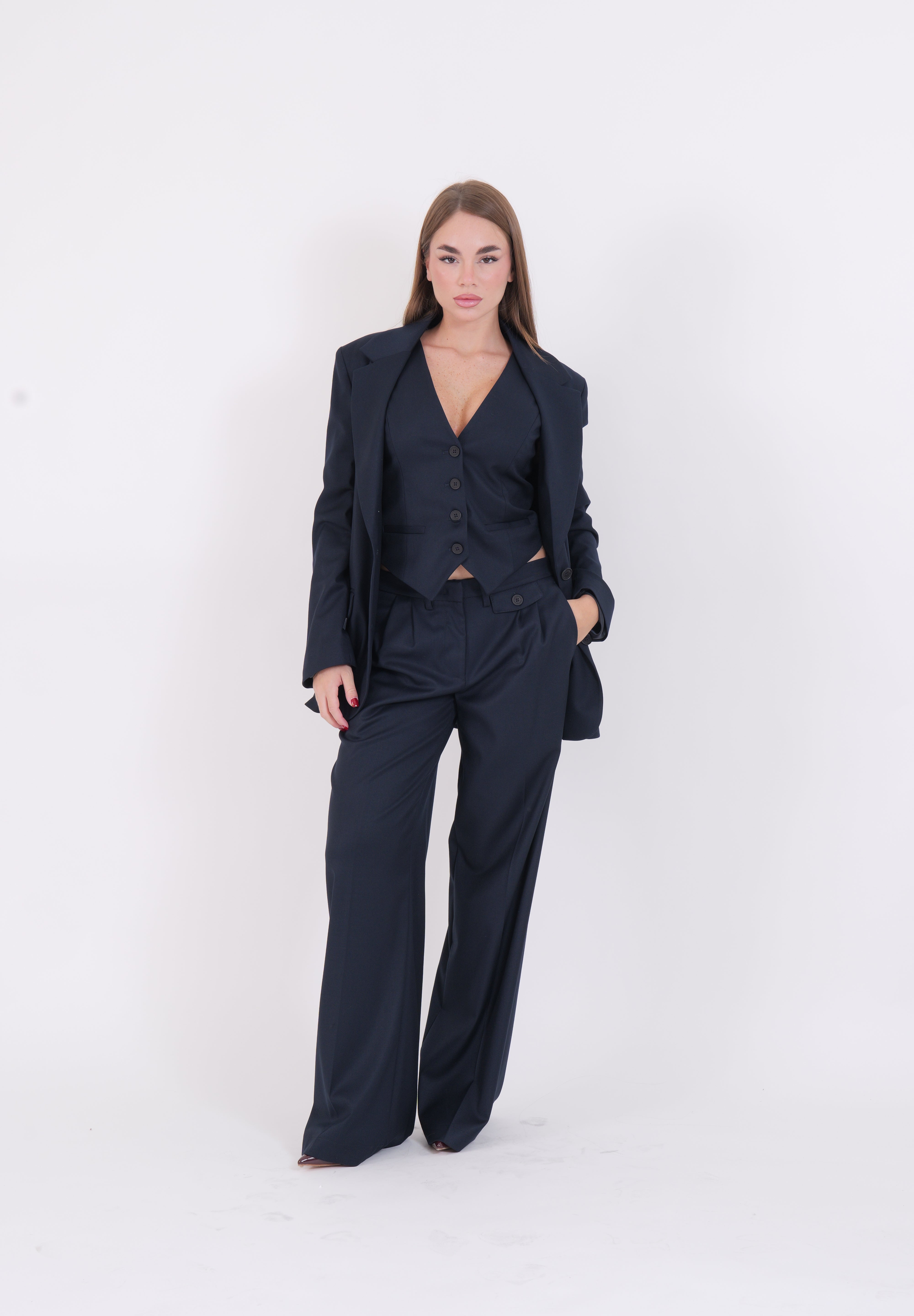 PANTALONE PINCES BLU