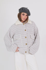 BOMBER MOHAIR BIANCO E ROSA