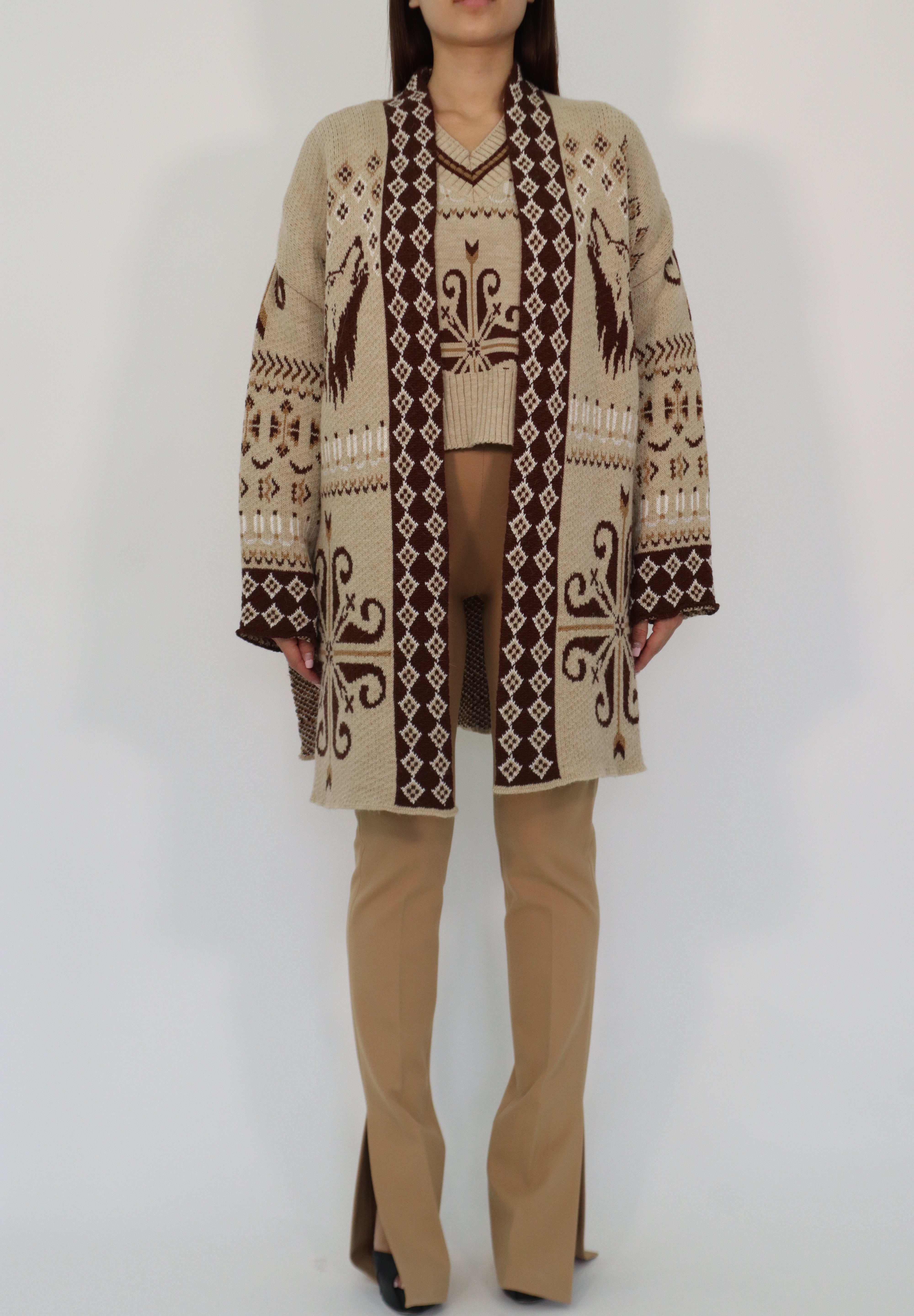 CARDIGAN JACQUARD CAMEL