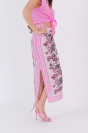 GONNA LUNGA FOULARD SAFARI ROSA