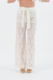 PANTALONE RICAMO BURRO