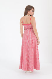 LONG DRESS VICHY ROSSO
