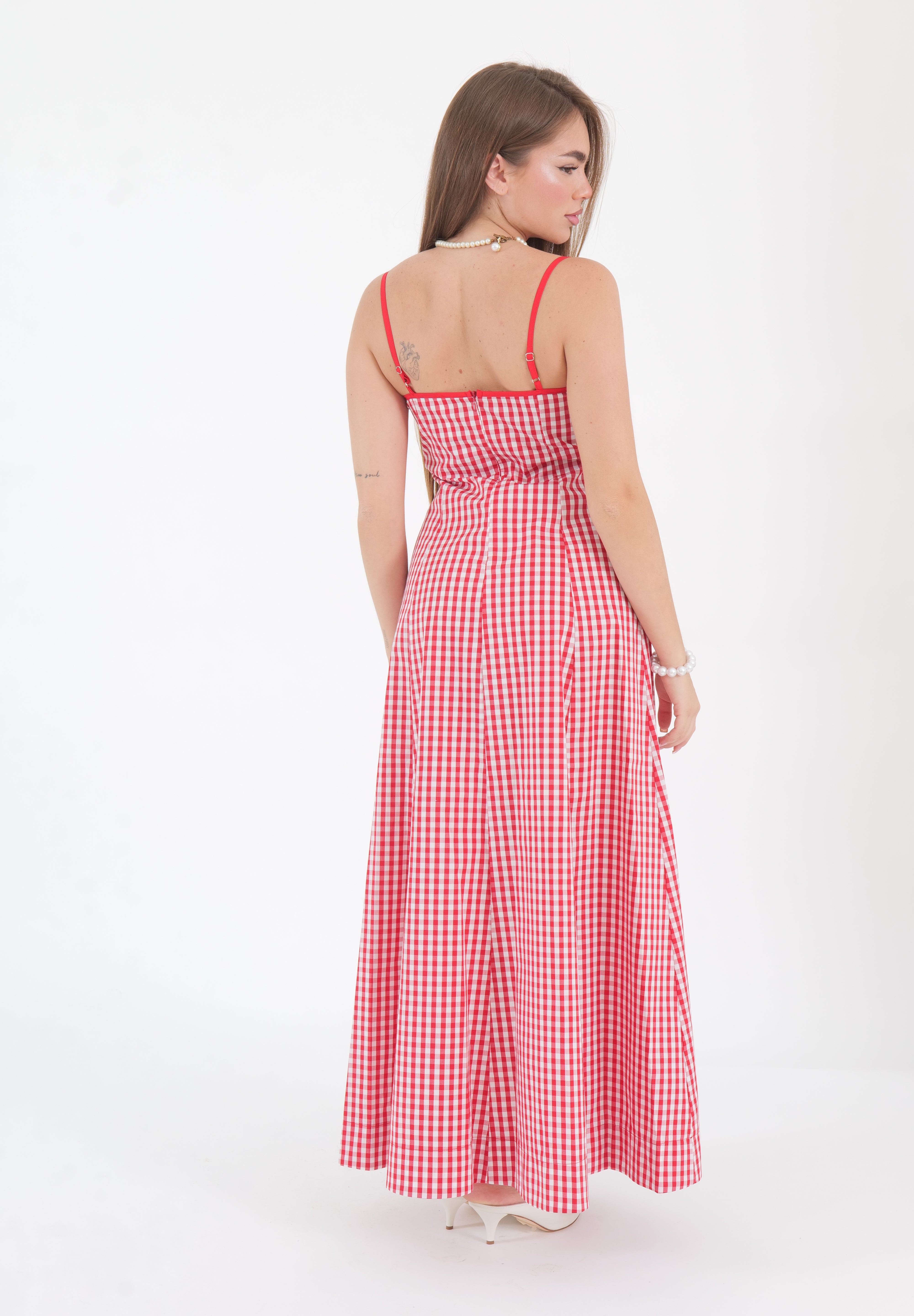 LONG DRESS VICHY ROSSO