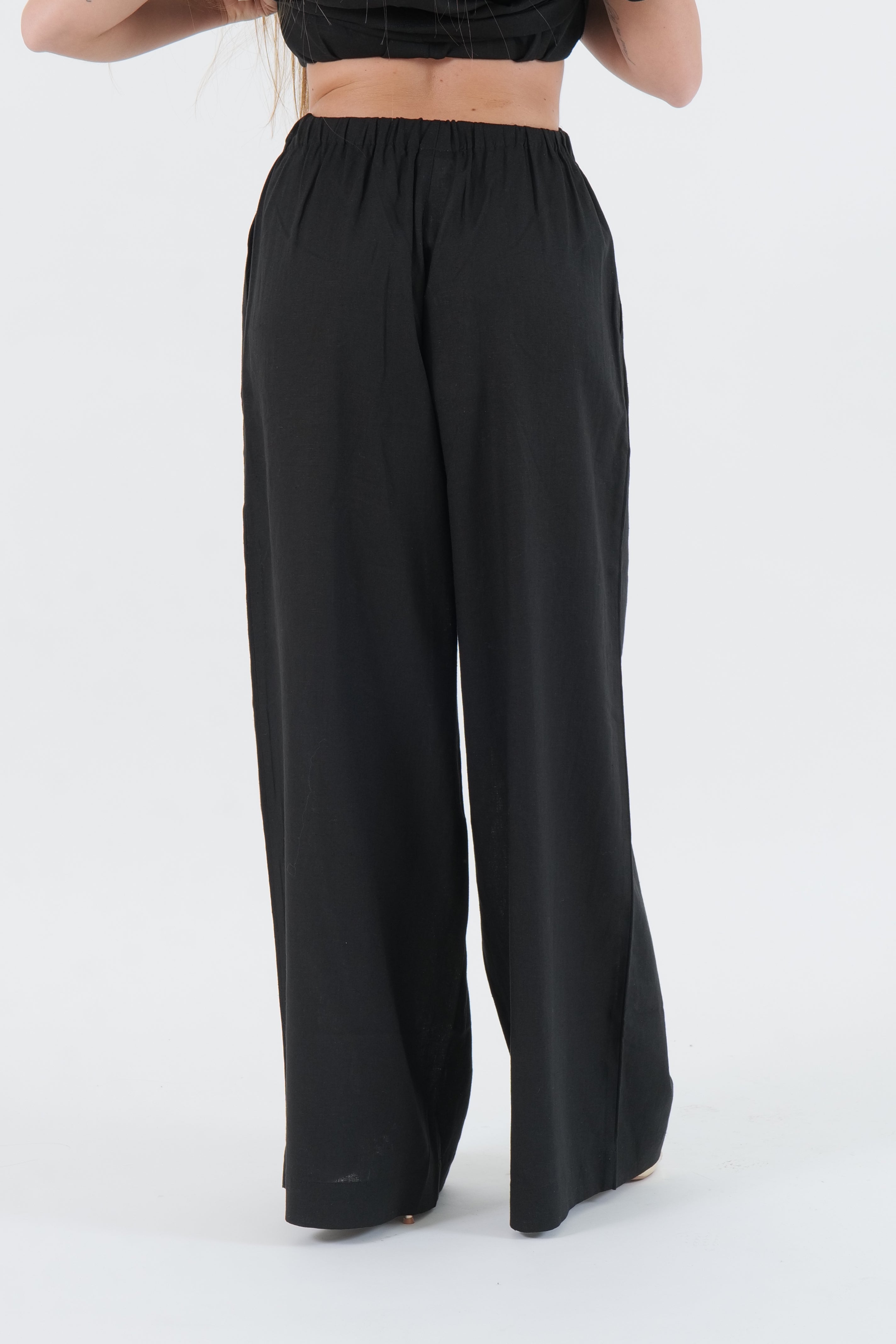 PANTALONE IN LINO BLACK