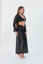 CROP TOP CROCHET NERO