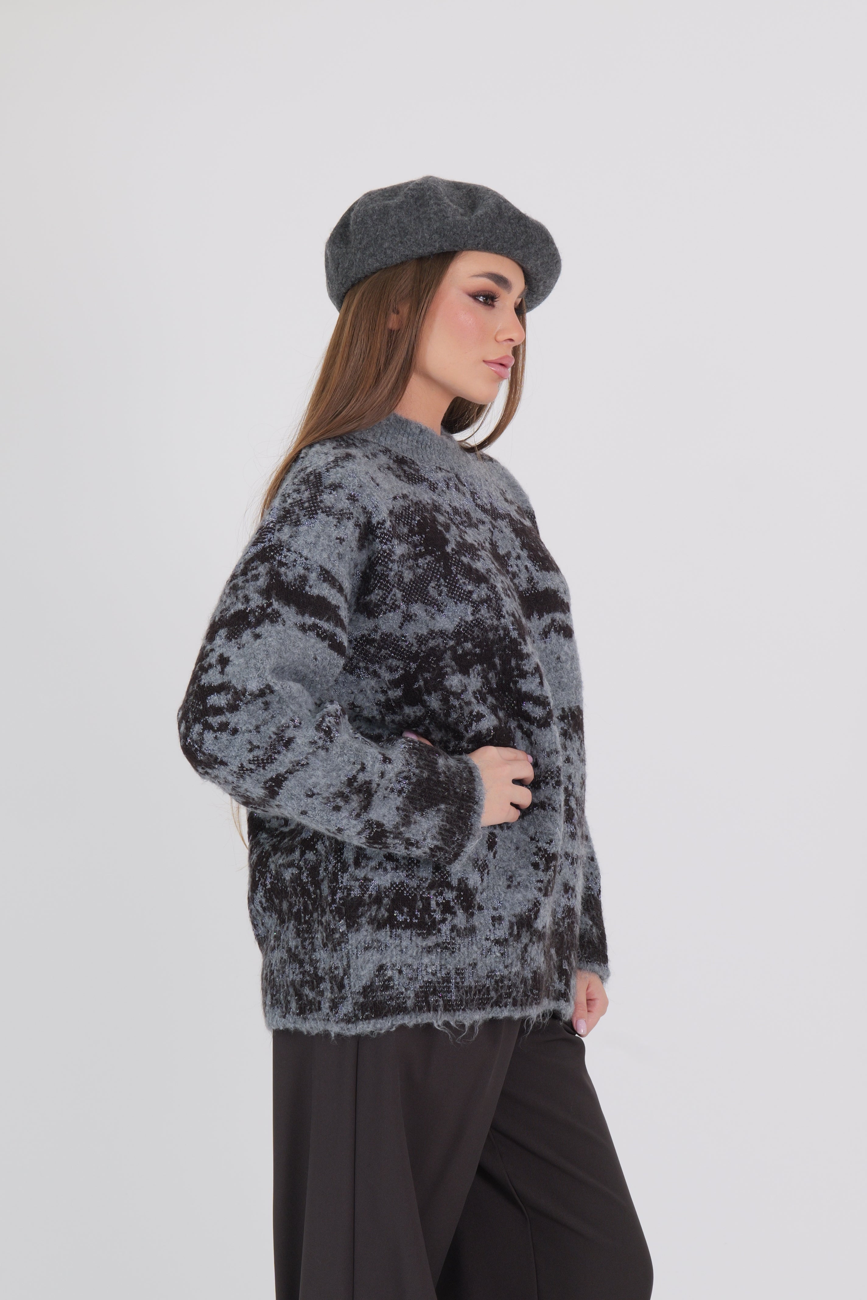 PULLOVER GIROCOLLO NERO/GRIGIO
