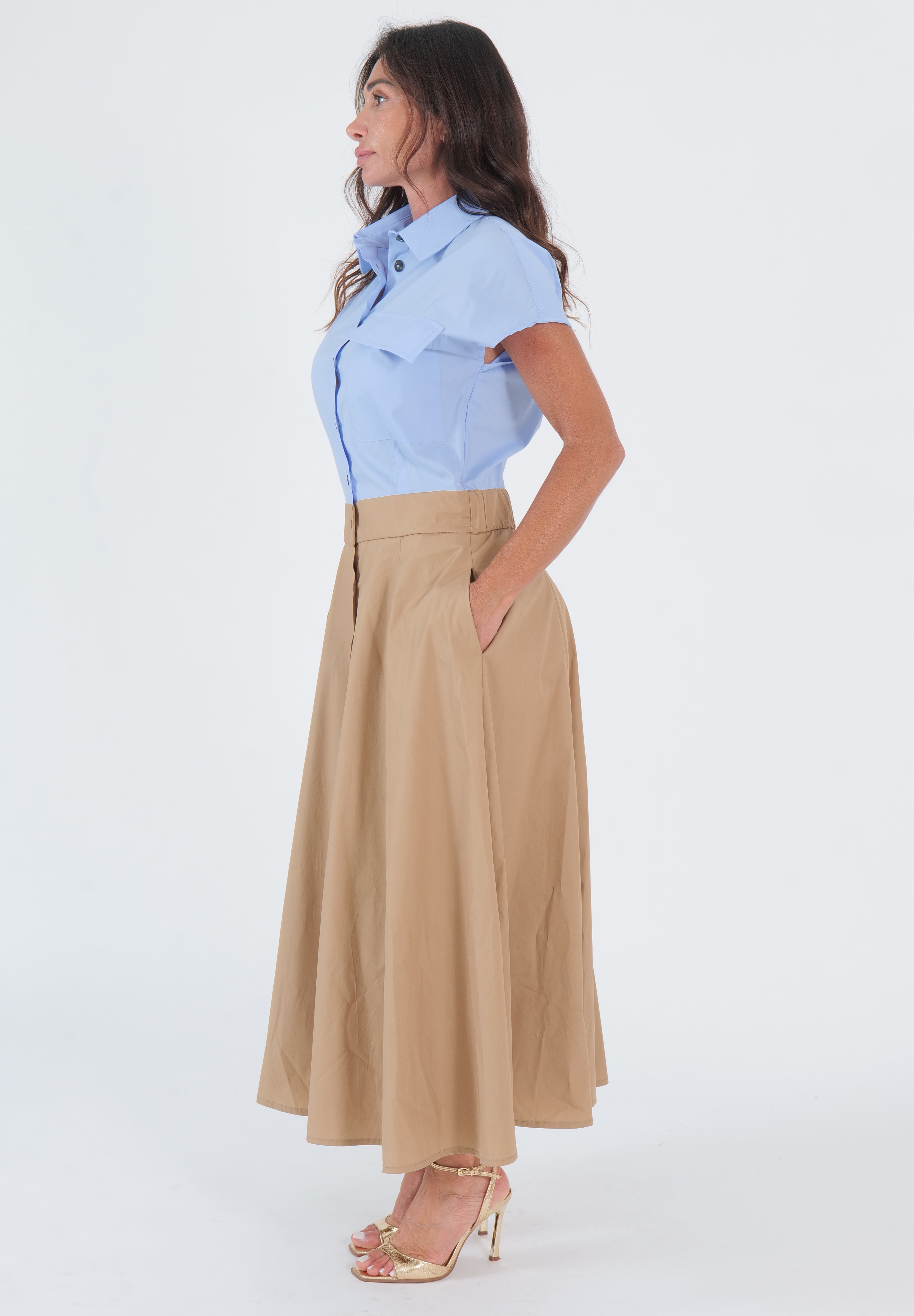 ABITO CAMICIA BLUE CAMEL