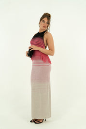 ABITO LUNGO LUREX ROSA
