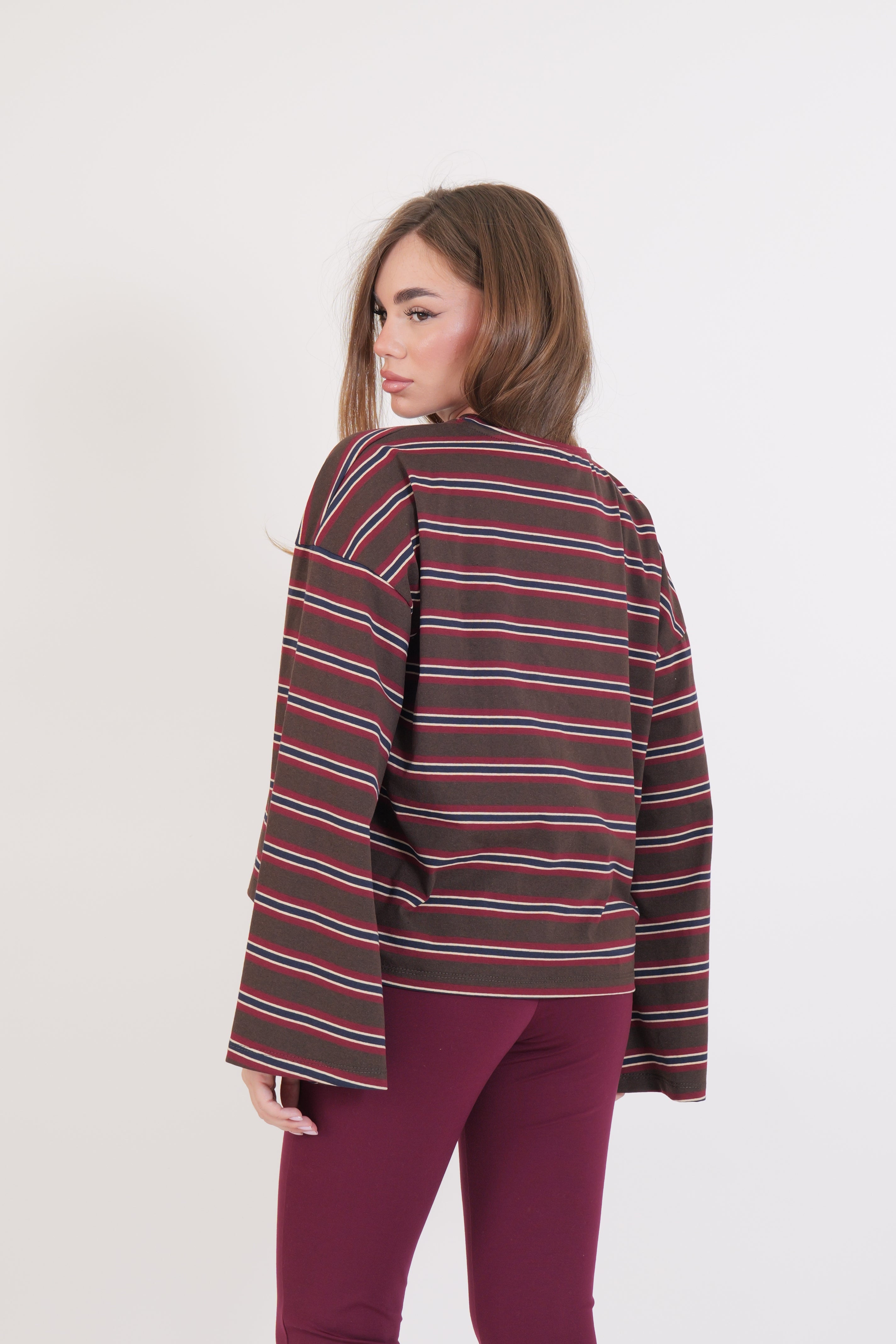 T-SHIRT LINES MORO/BORDEAUX/BLU/PANNA