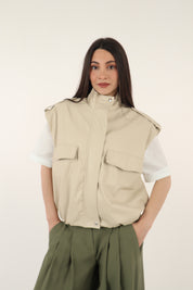 GILET LEATHER MILK