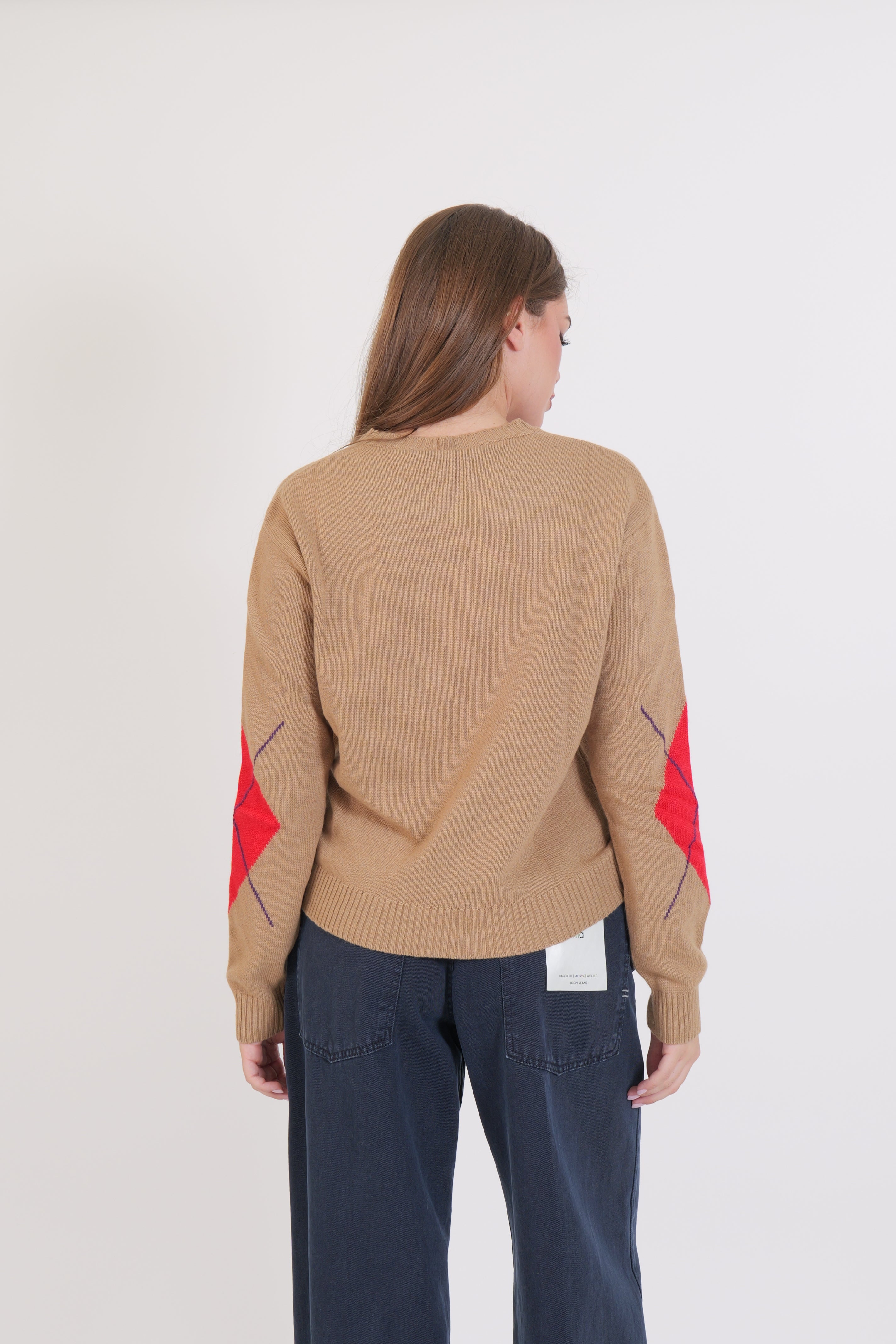 MAGLIONE ROMBI CAMEL/ROSSO/VIOLA