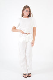 PANTALONE LINO PANNA