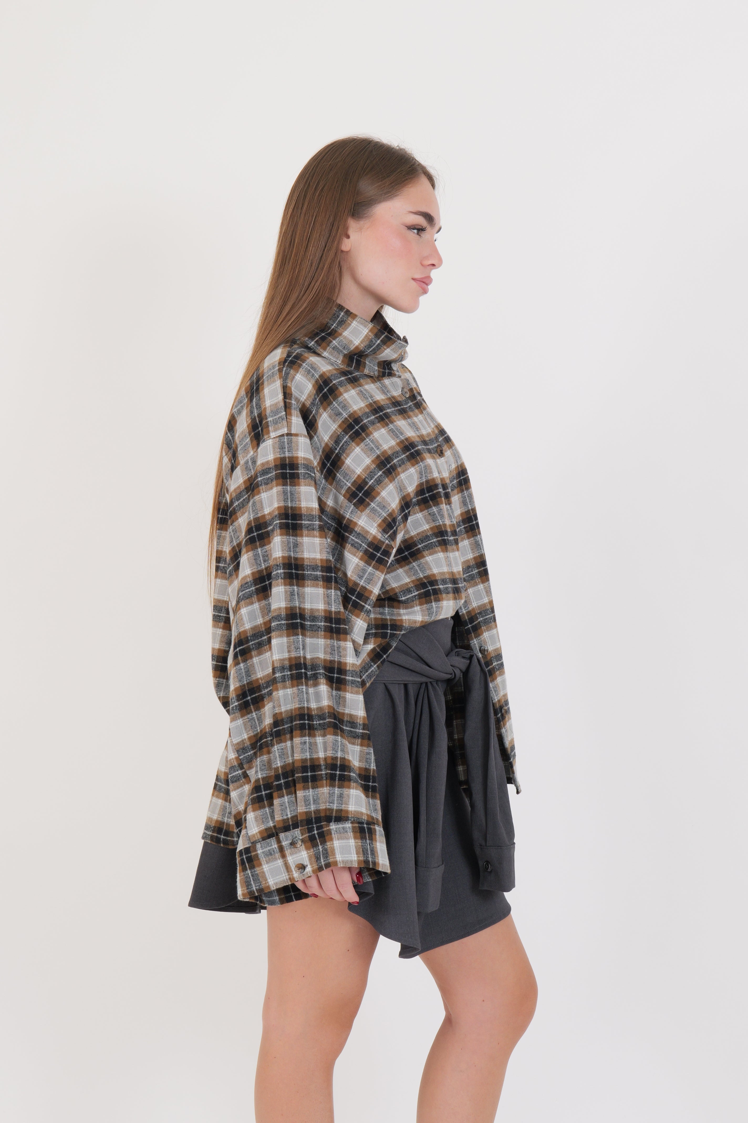 CAMICIA QUADRI CAMMELLO/NERO/GRIGIO