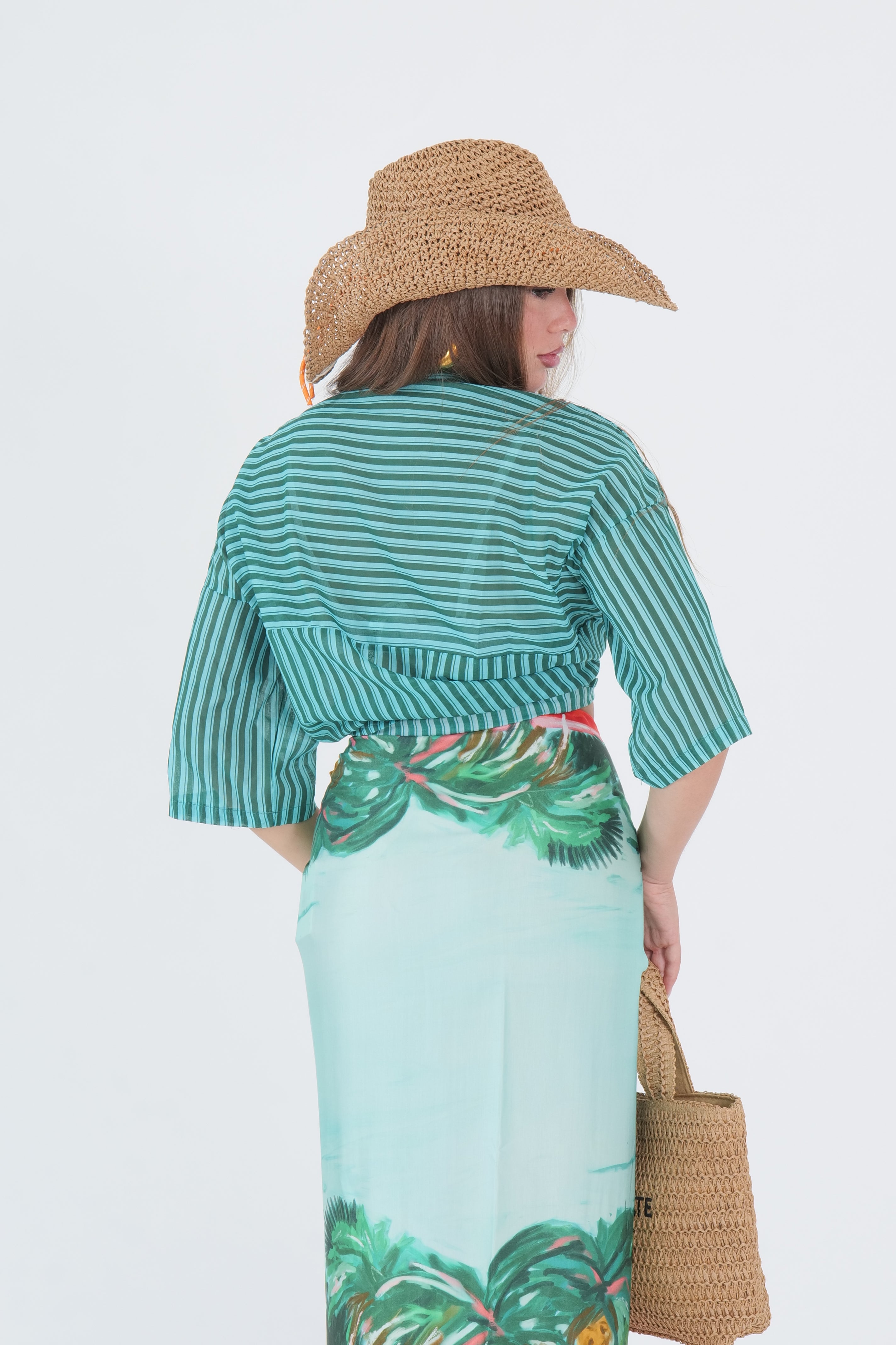 CAMICIA MUSSOLA VERDE/TURCHESE