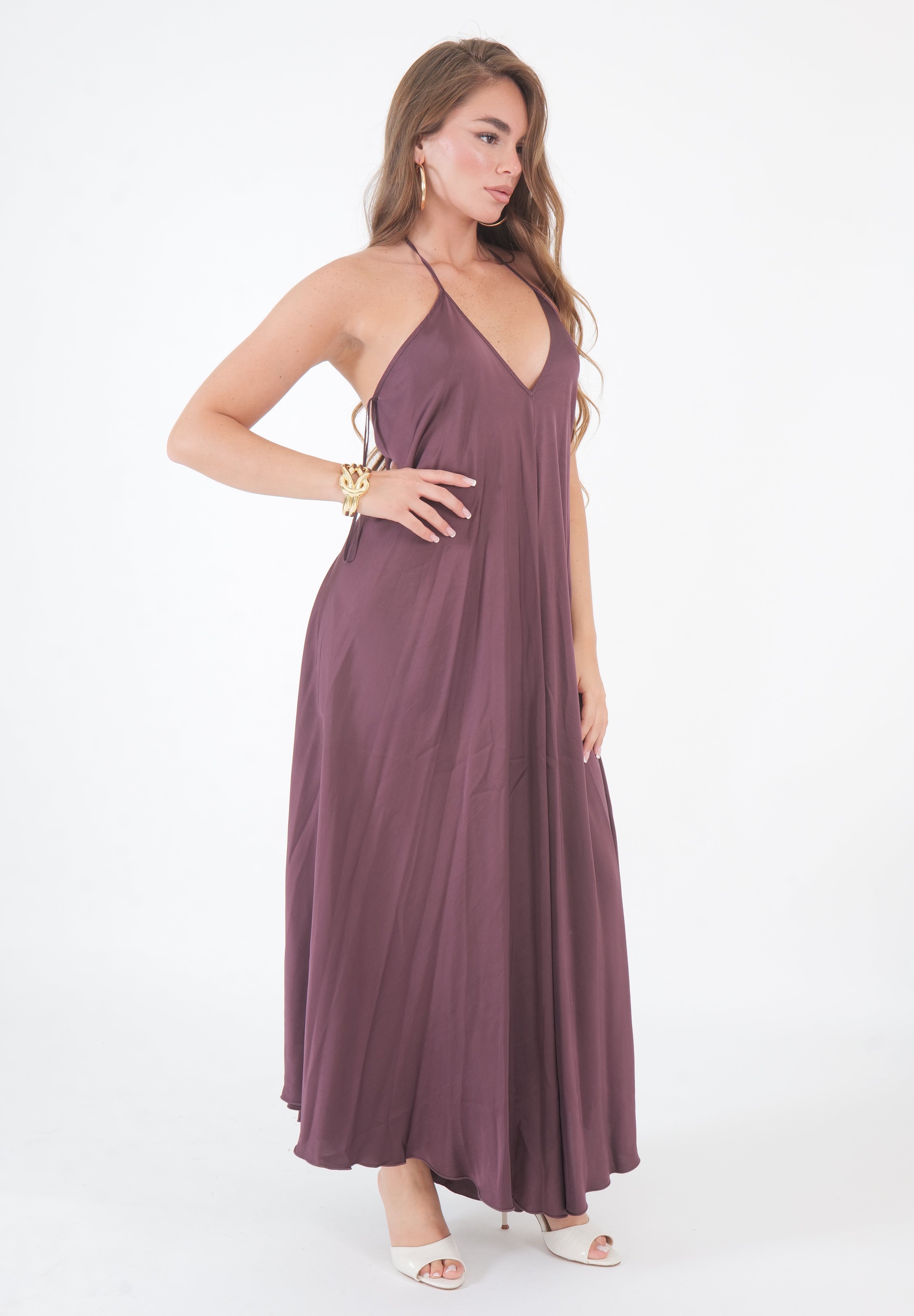 JUMPSUITE SATIN PRUGNA