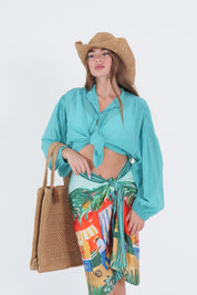 CAMICIA MUSSOLA TURCHESE