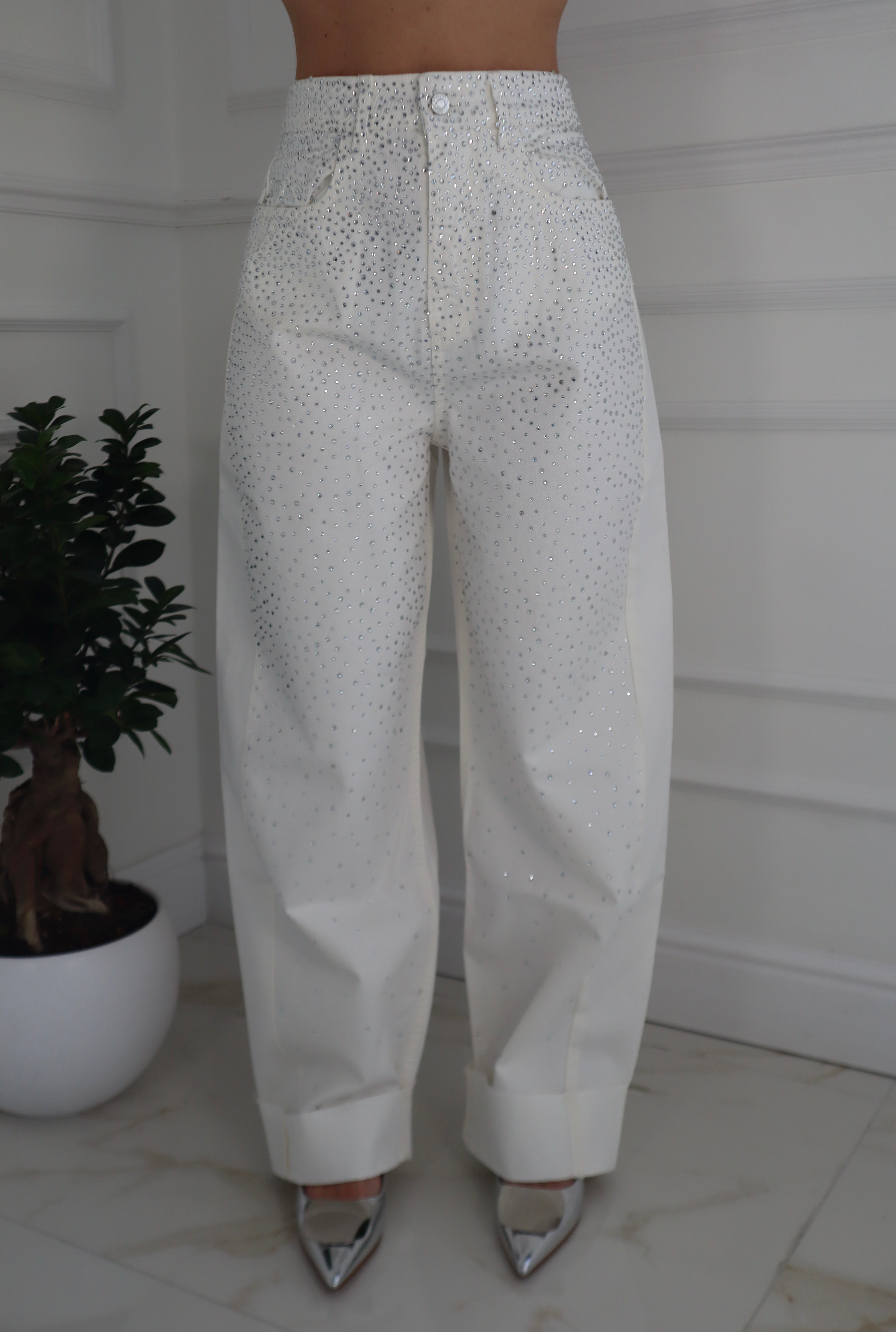 JEANS WHITE STRASS