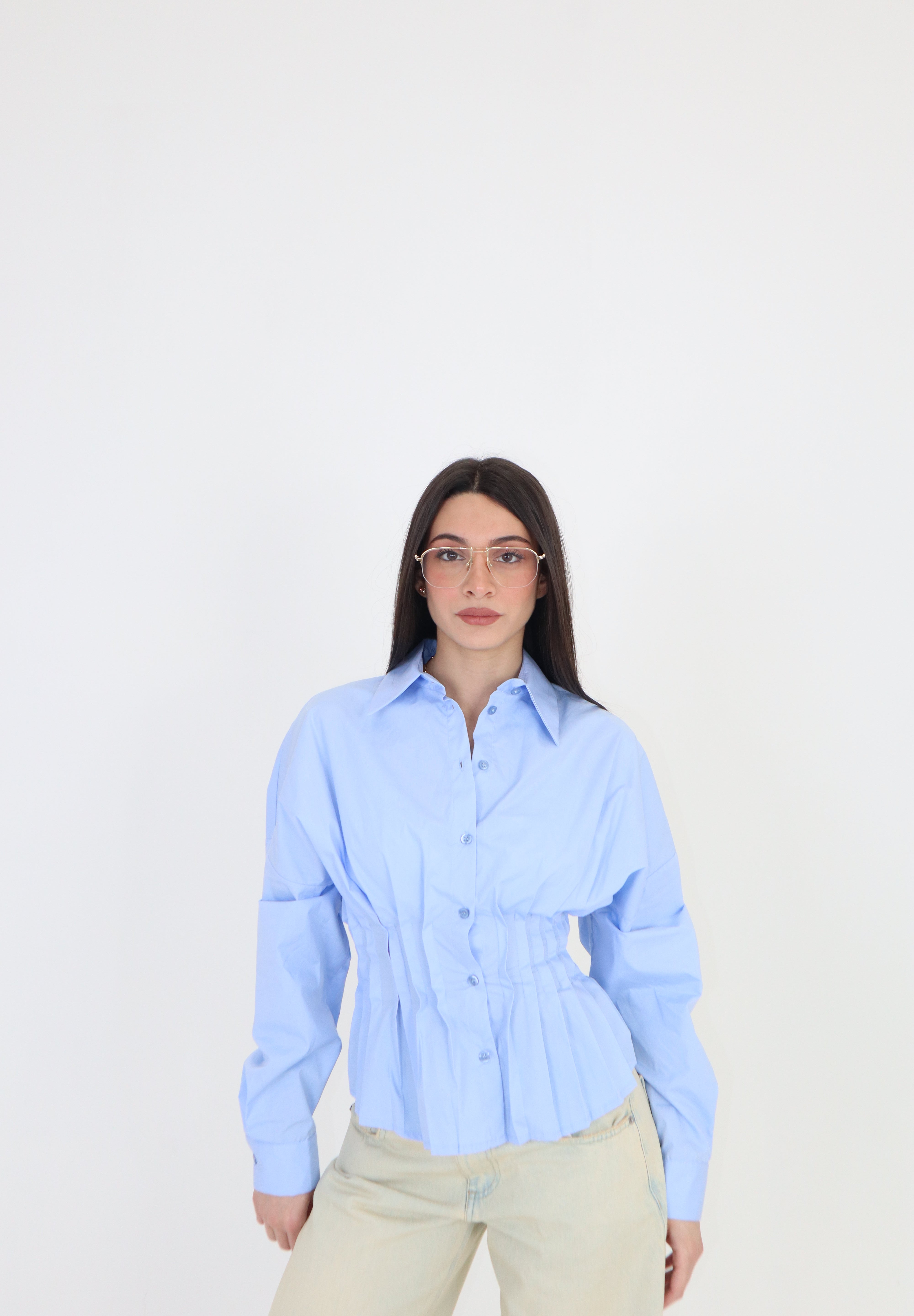 CAMICIA POPELINE CELESTE