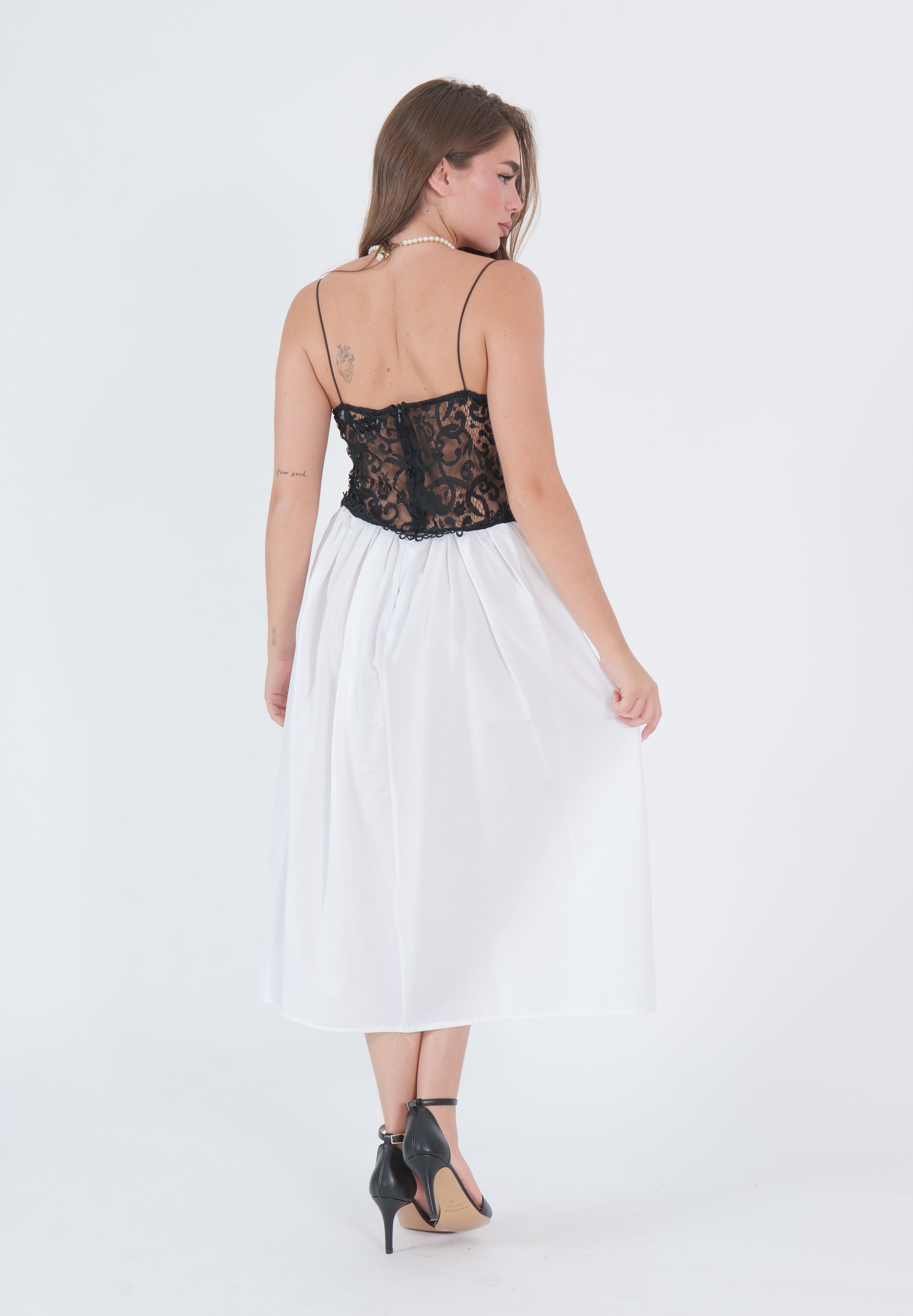DRESS PIZZO BLACK E WHITE