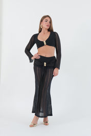 CROP TOP CROCHET NERO