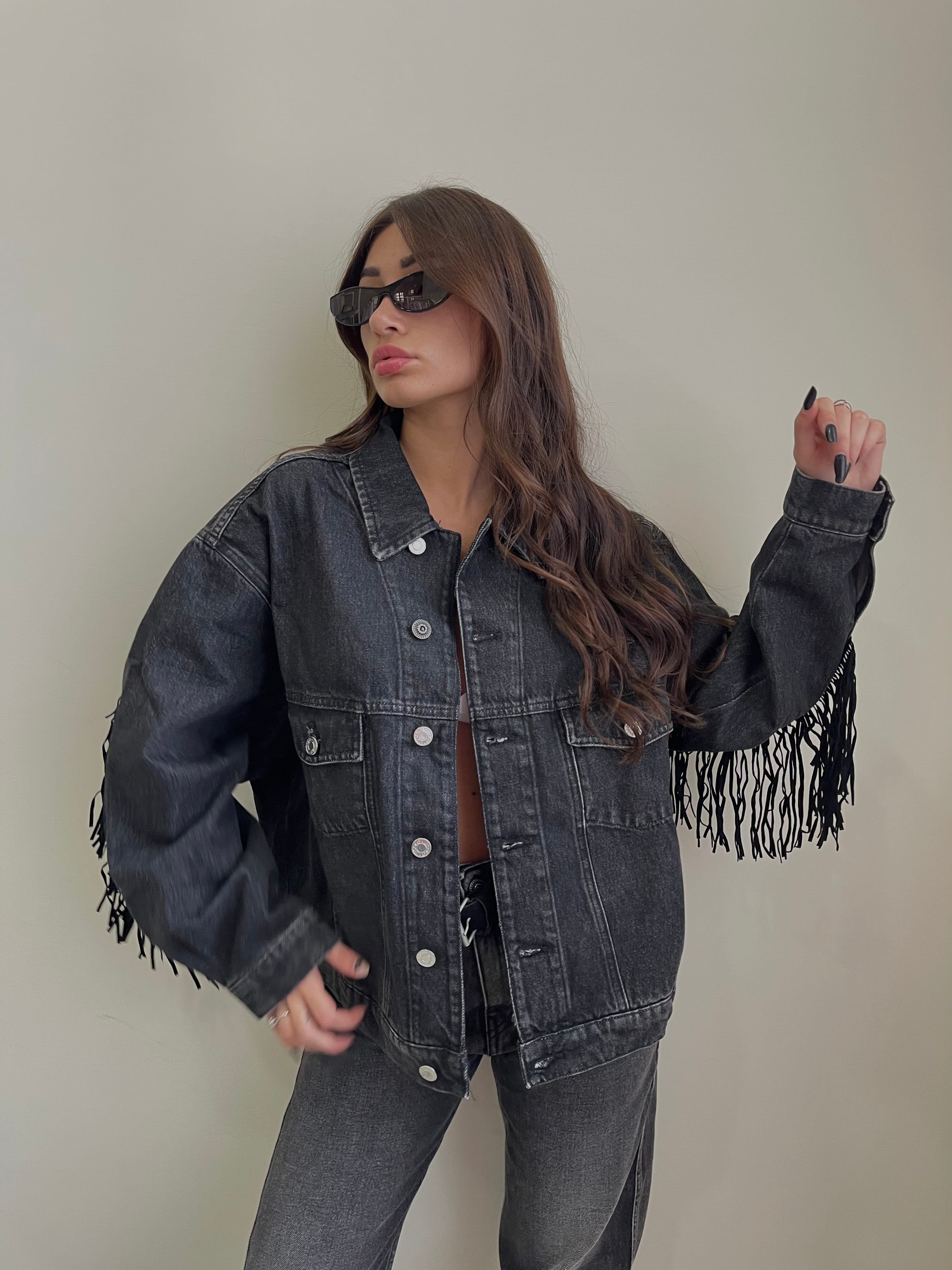 DENIM FRINGES JACKET