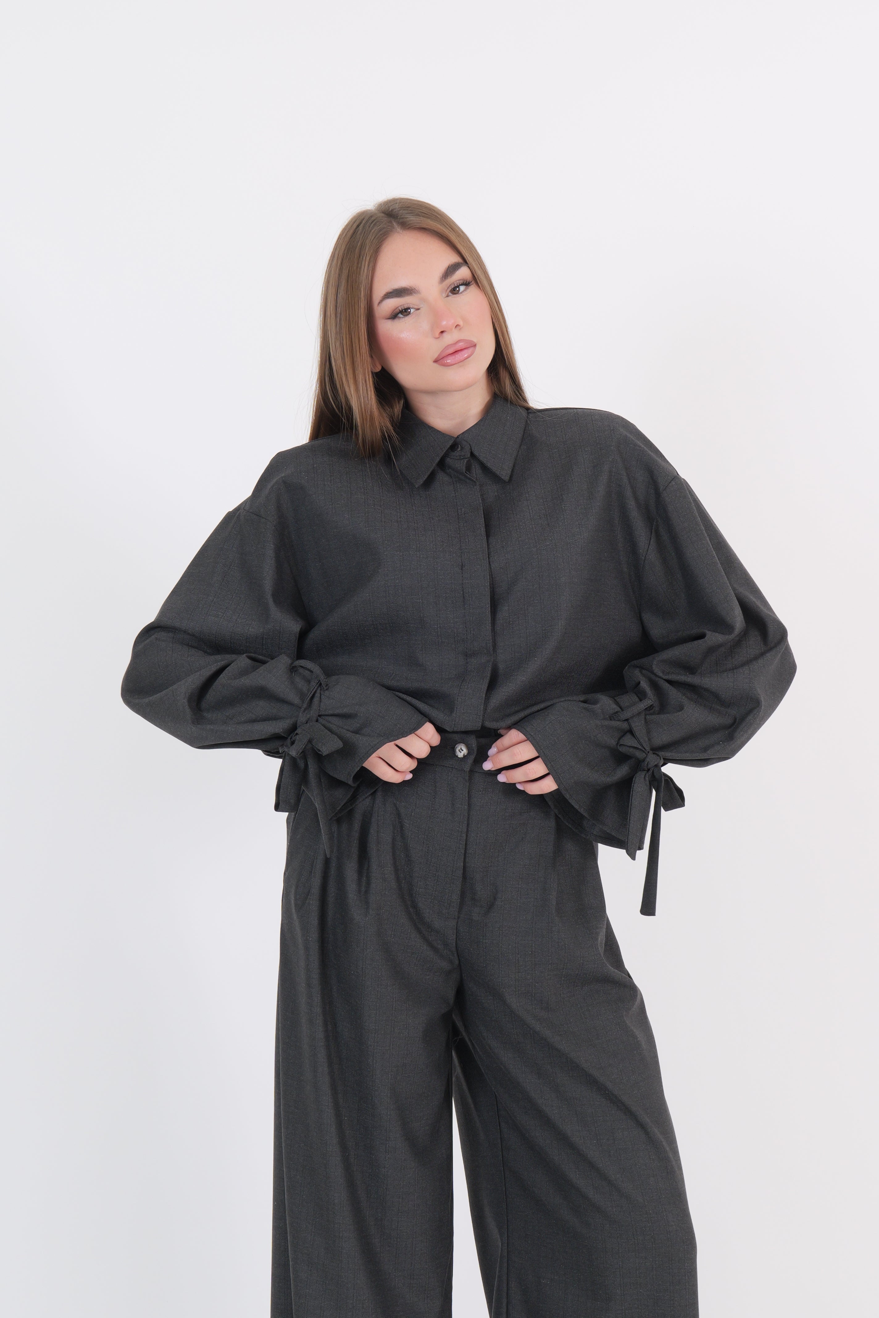 CAMICIA ANTRACITE FIOCCO