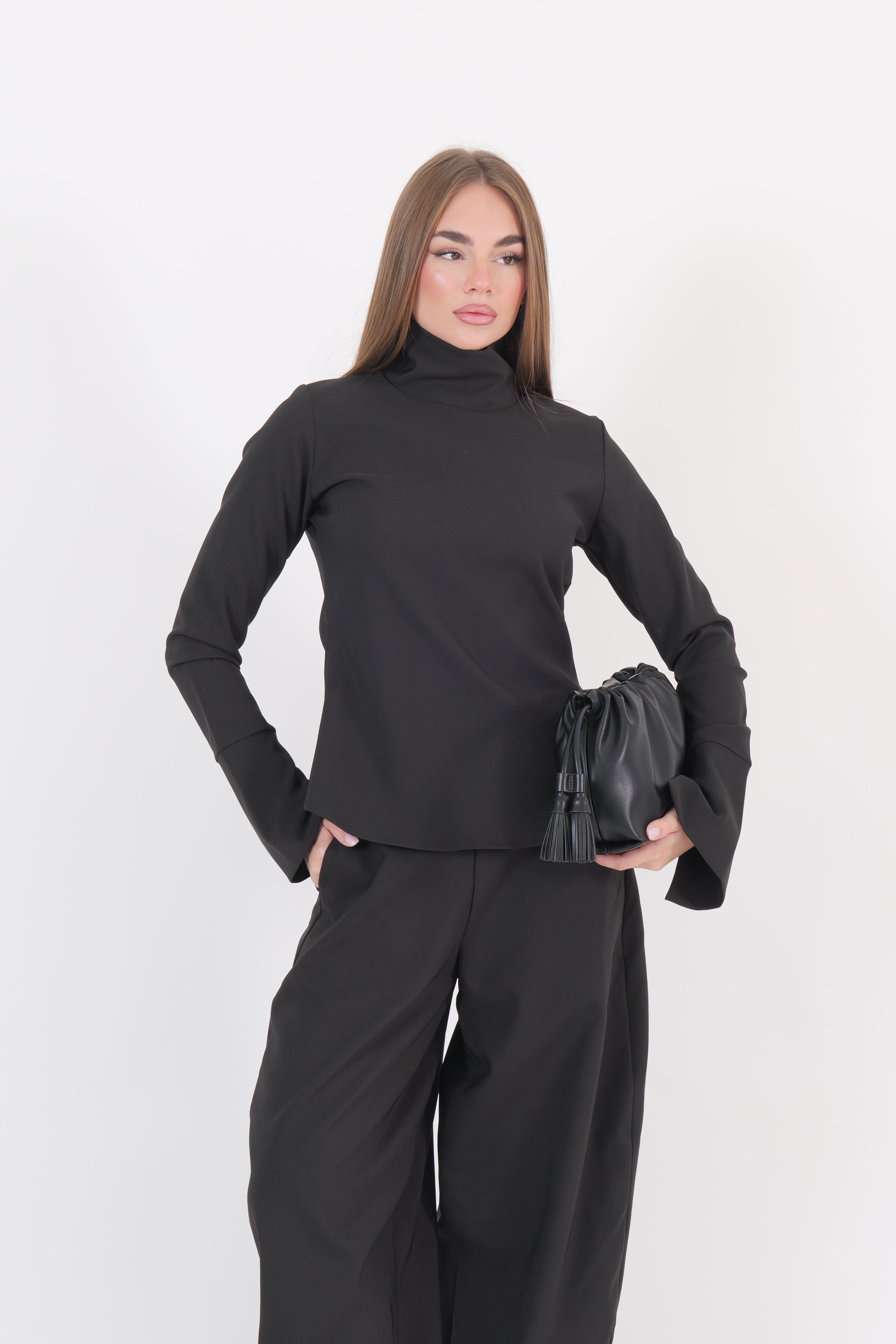 TOP MANICA LUNGA NERO