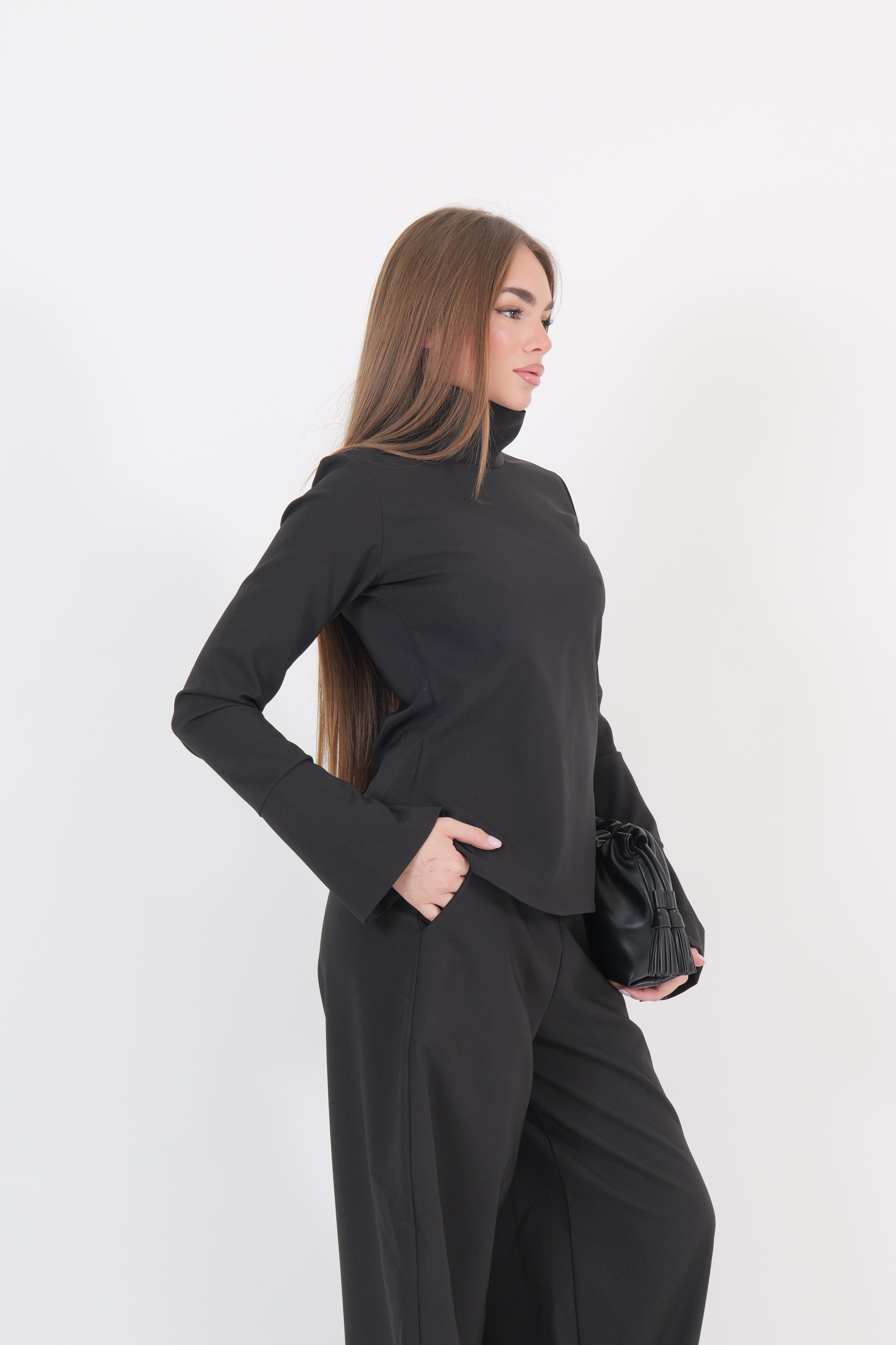 TOP MANICA LUNGA NERO