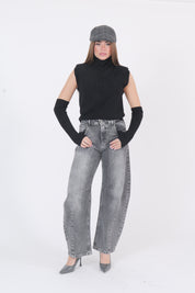 MAGLIA MANICOTTI NERA DIXIE