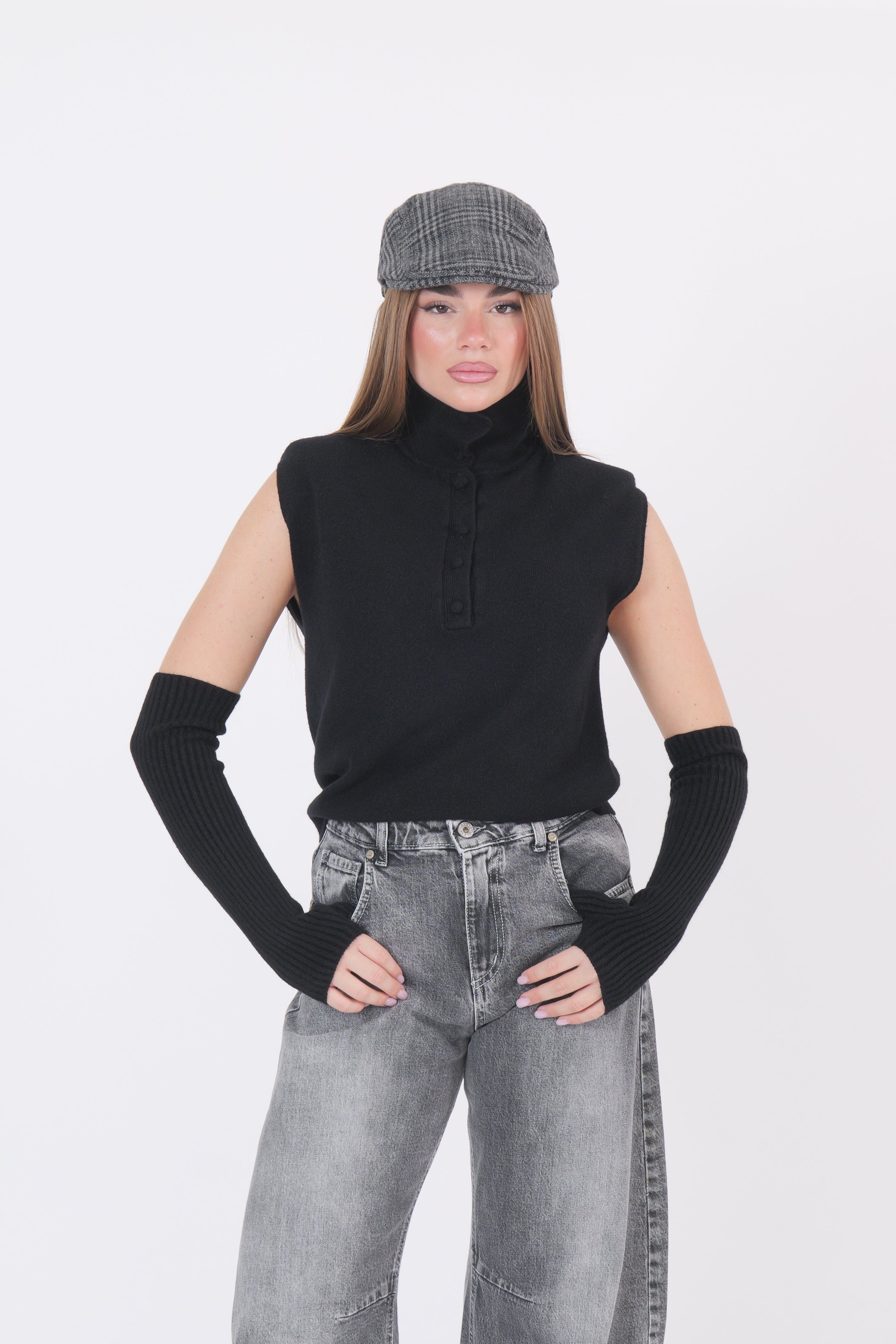 MAGLIA MANICOTTI NERA DIXIE