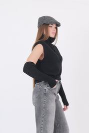 MAGLIA MANICOTTI NERA DIXIE