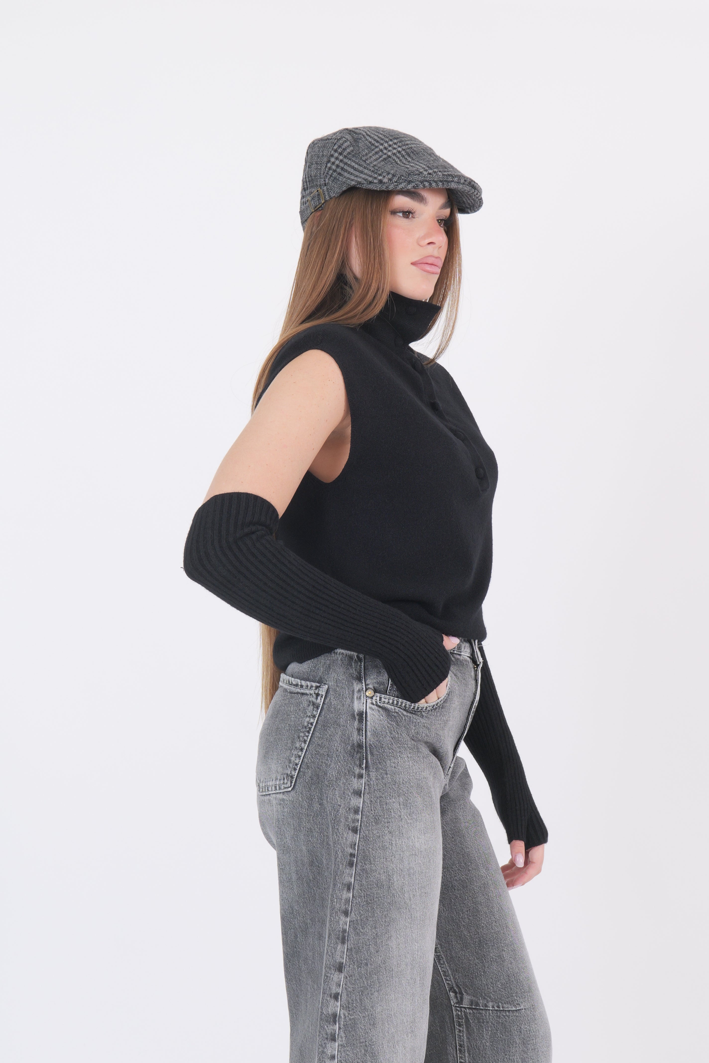 MAGLIA MANICOTTI NERA DIXIE