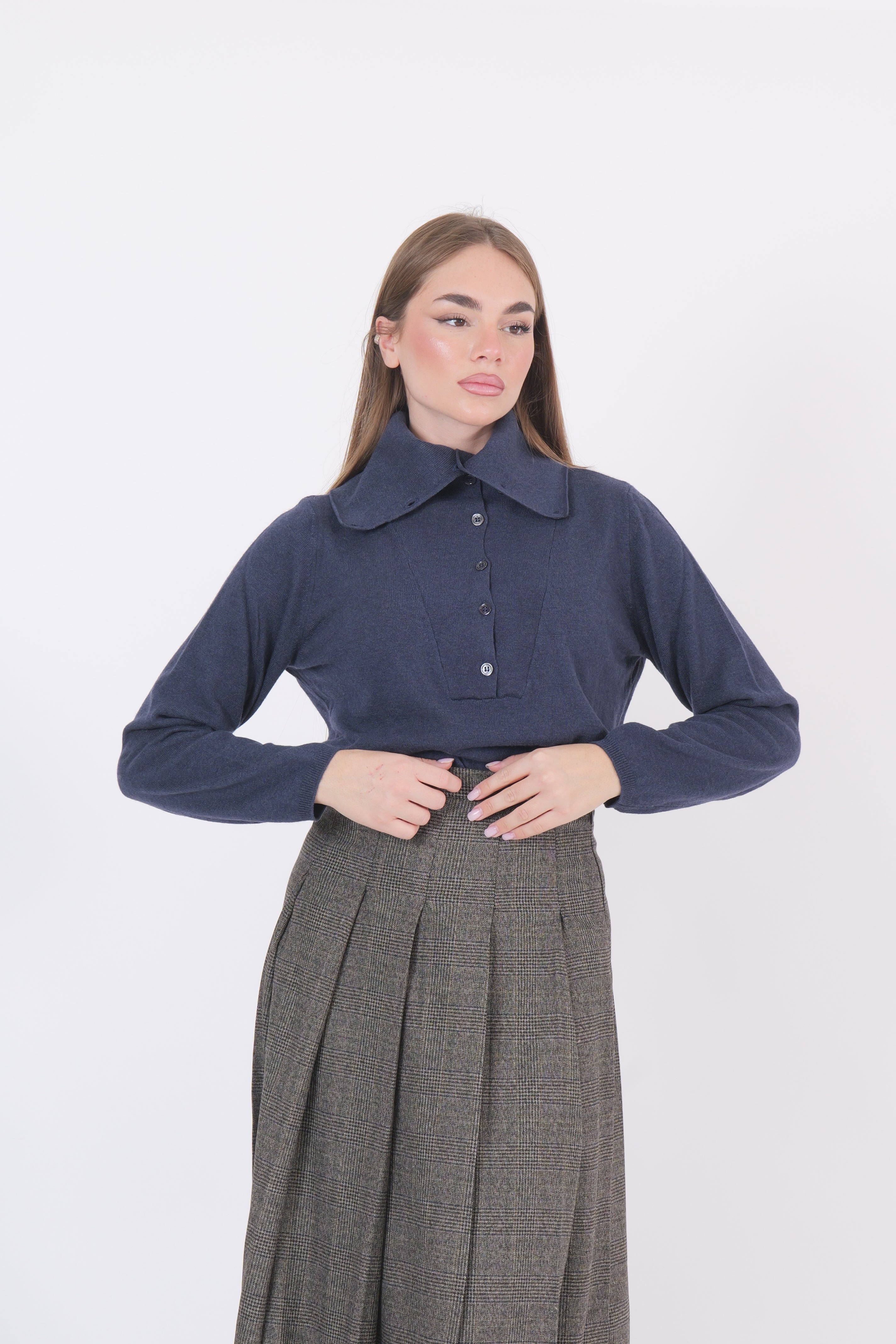 MAGLIA COLLO ALTO BLU