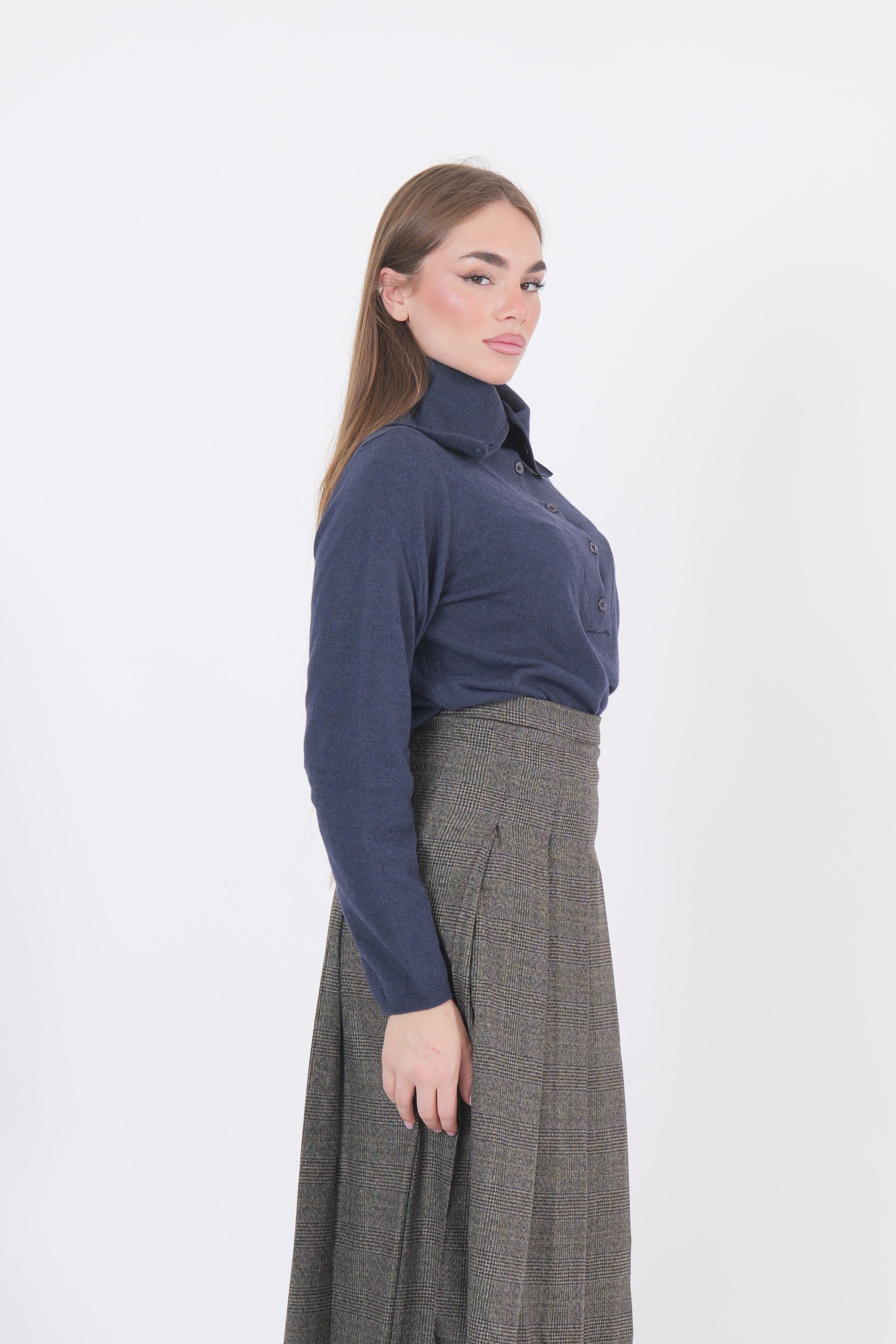 MAGLIA COLLO ALTO BLU