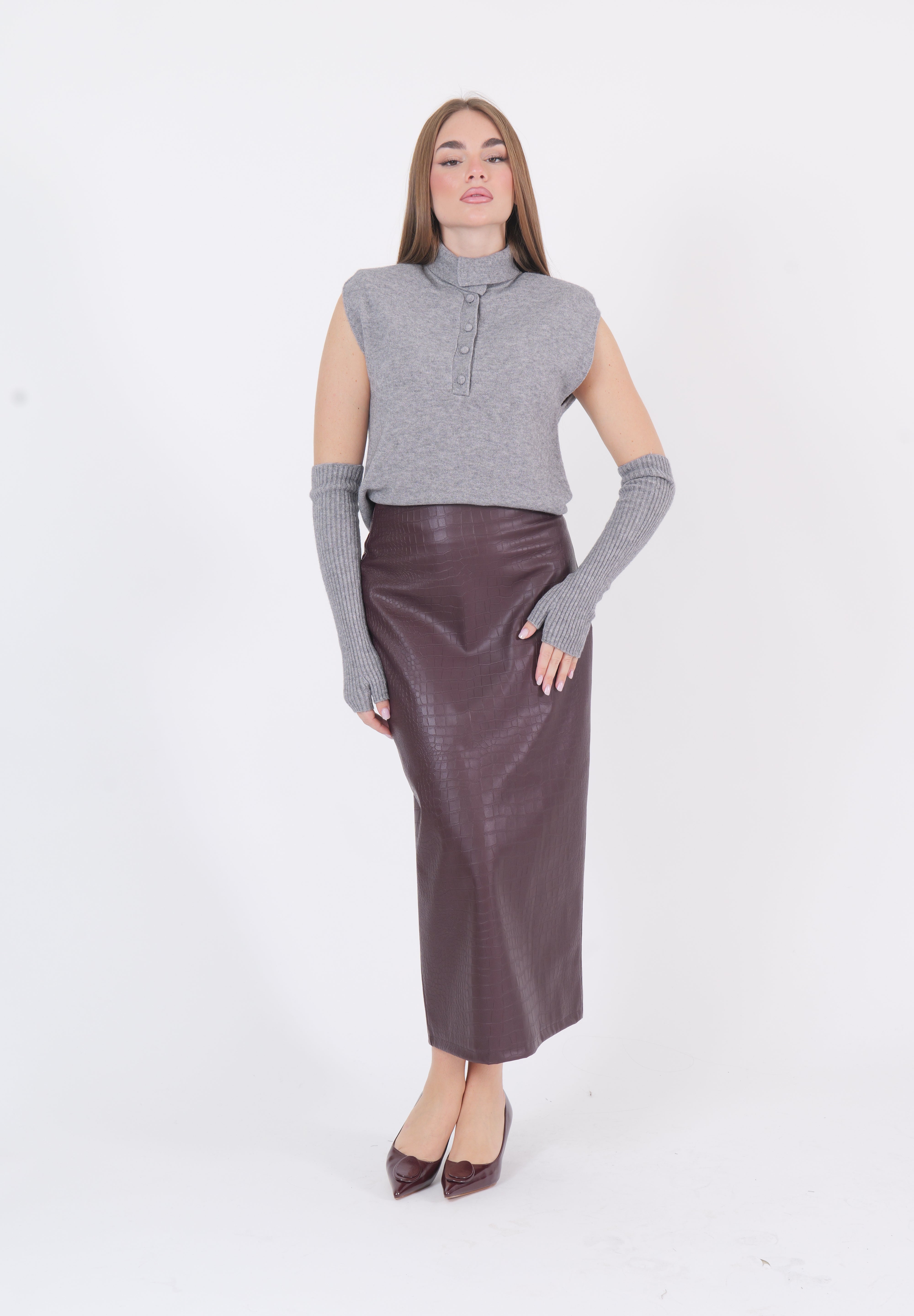 MAGLIA MANICOTTI GRIGIO DIXIE