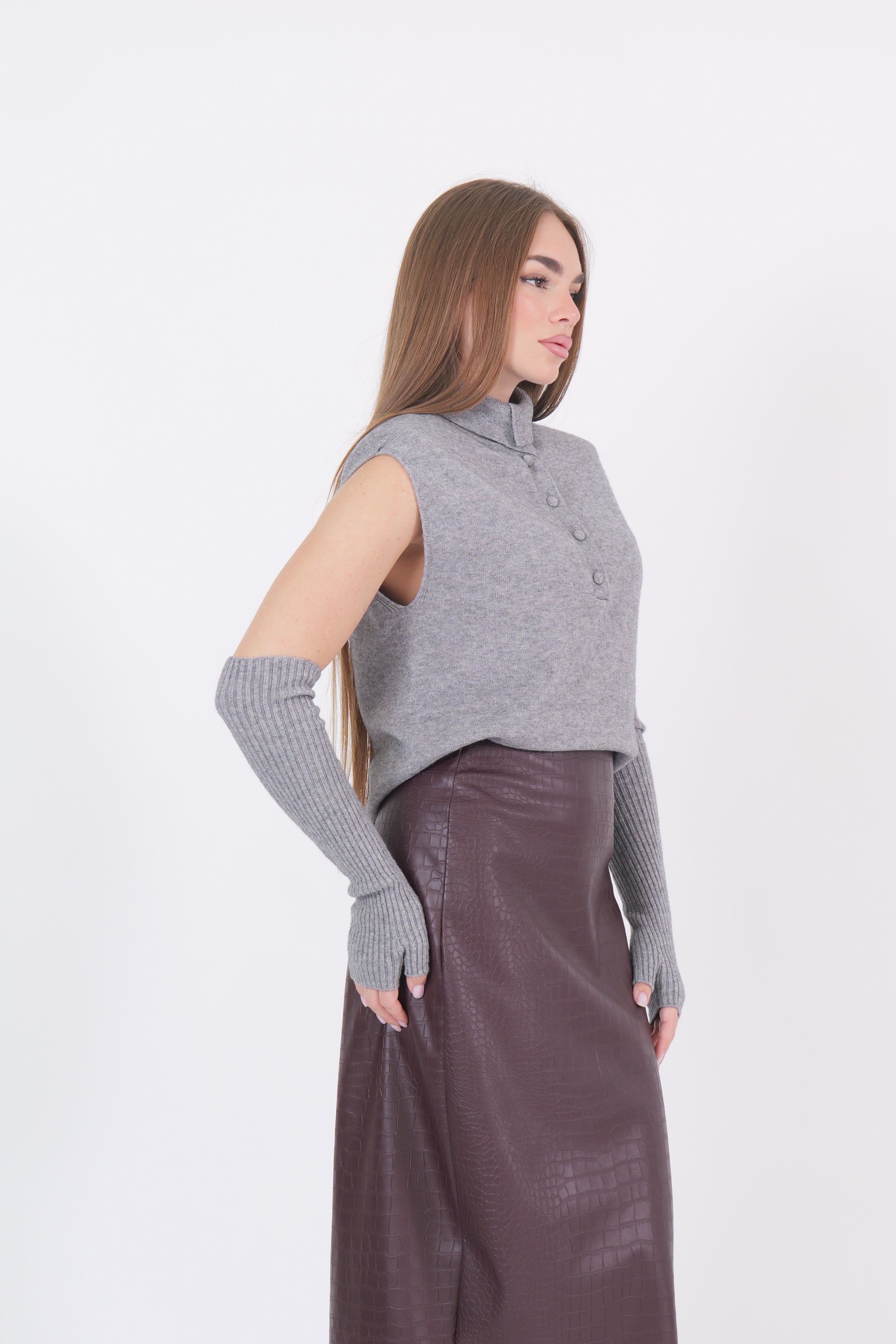 MAGLIA MANICOTTI GRIGIO DIXIE