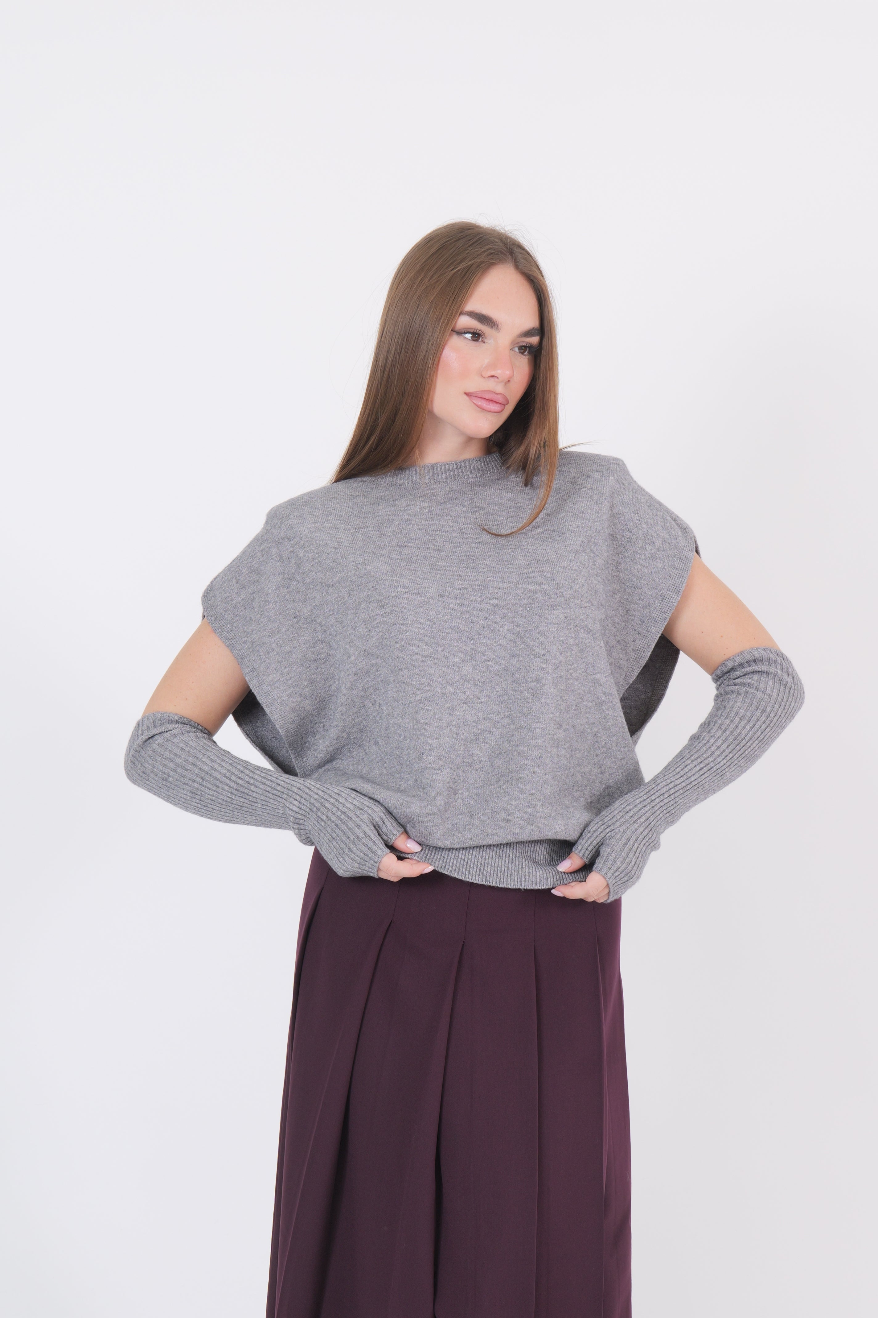 MAGLIA MANICOTTI GRIGIO DIXIE
