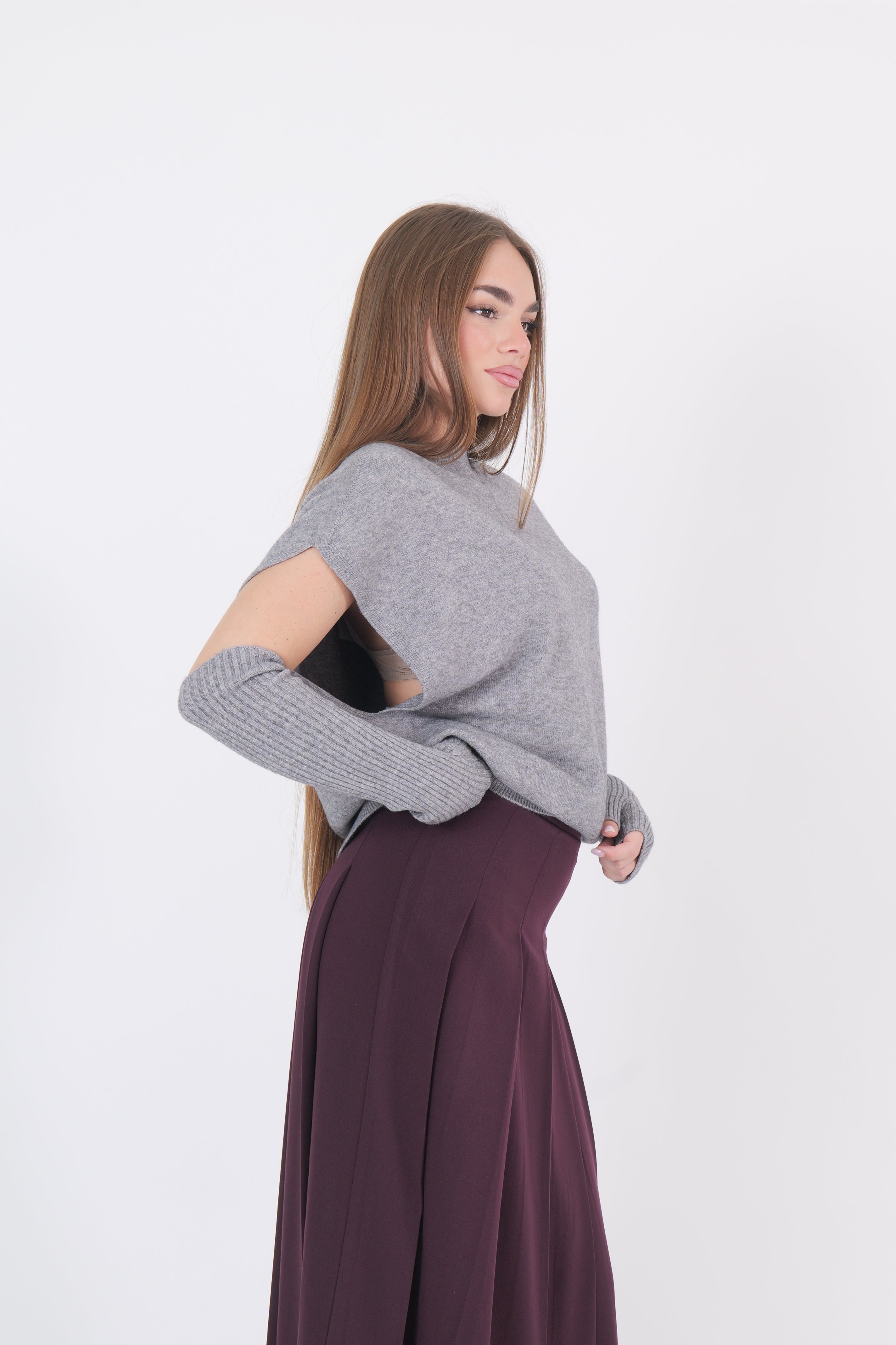 MAGLIA MANICOTTI GRIGIO DIXIE