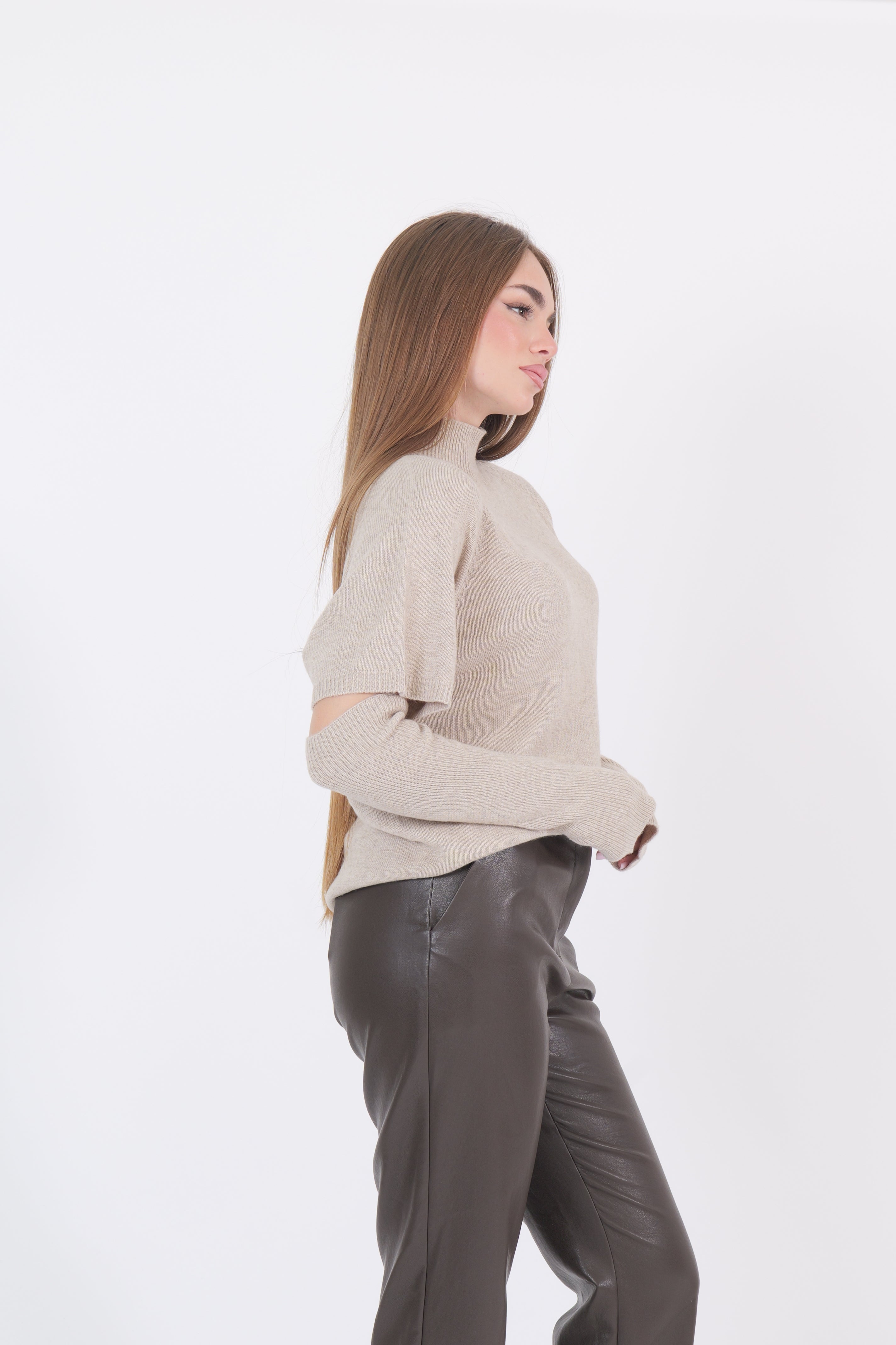 MAGLIA MANICOTTI BEIGE